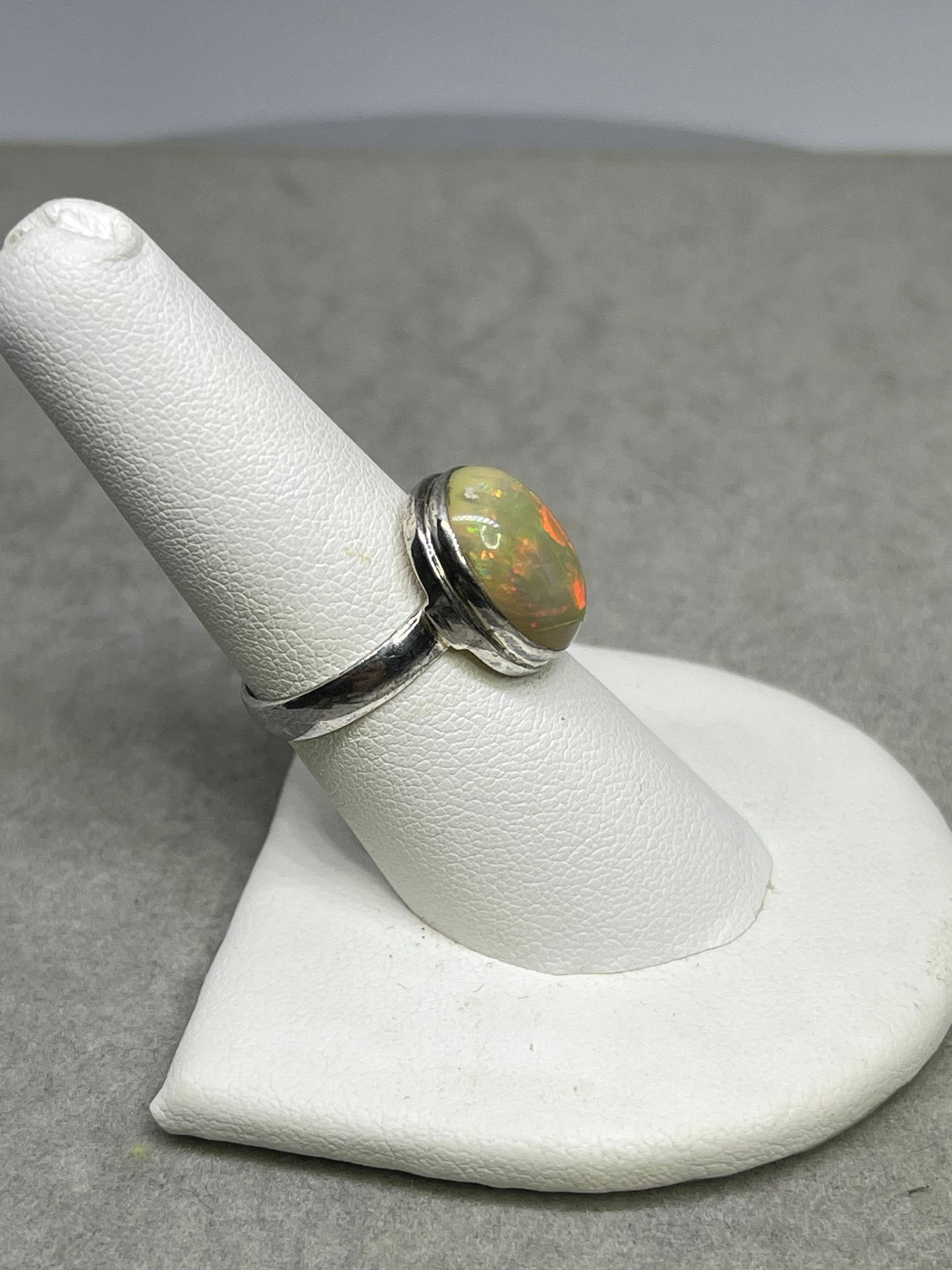 Natural Ethiopian Opal Sterling Silver Ring (Size 7.5)