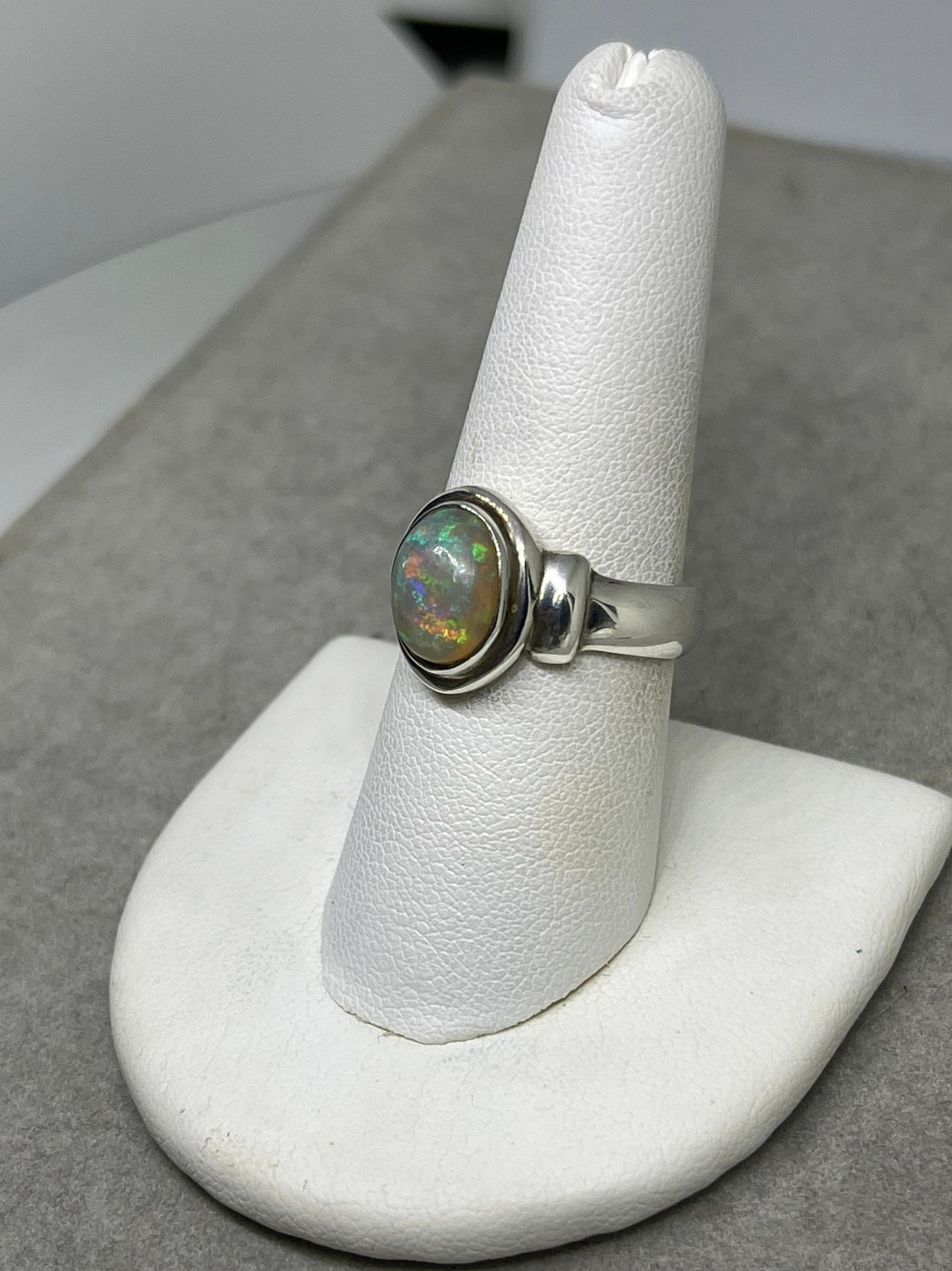 Natural Ethiopian Opal Sterling Silver Ring (Size 8)