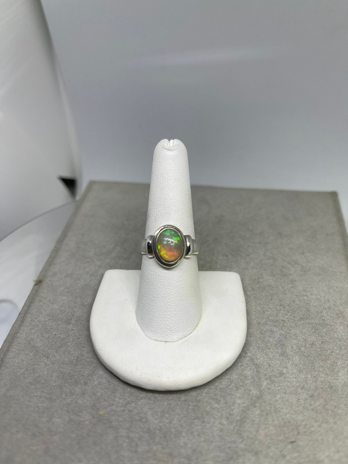 Natural Ethiopian Opal Sterling Silver Ring (Size 8)