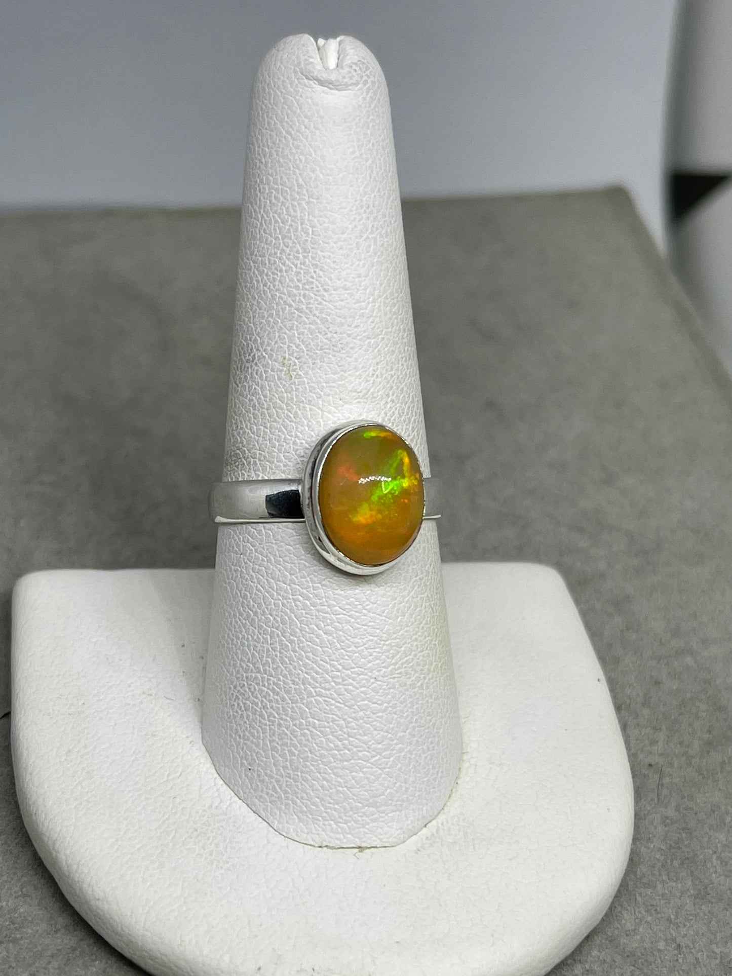 Natural Ethiopian Opal Sterling Silver Ring (Size 8.5)