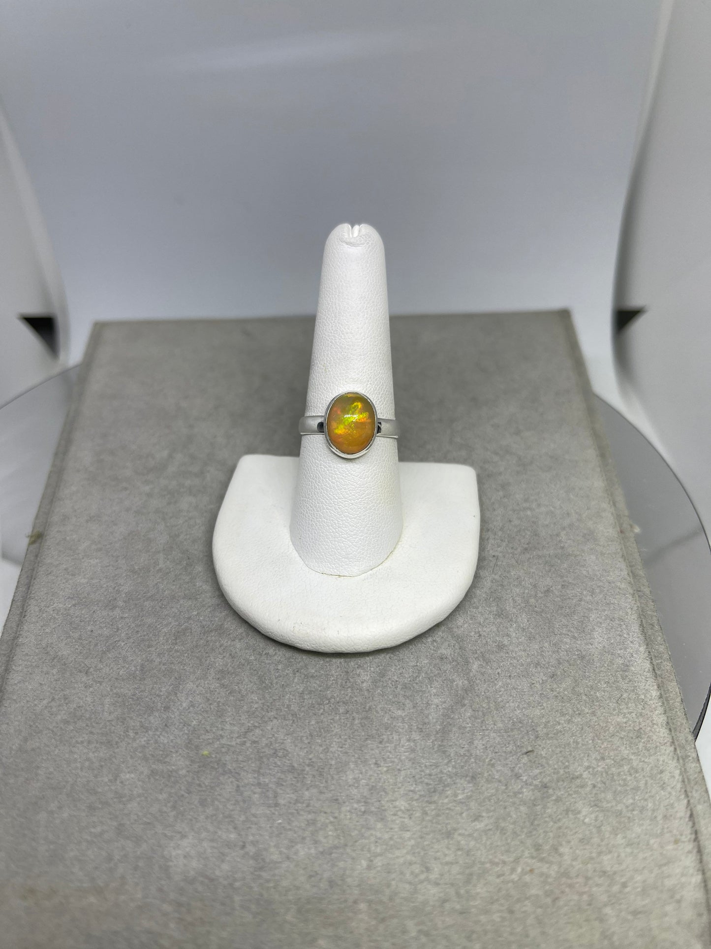 Natural Ethiopian Opal Sterling Silver Ring (Size 8.5)