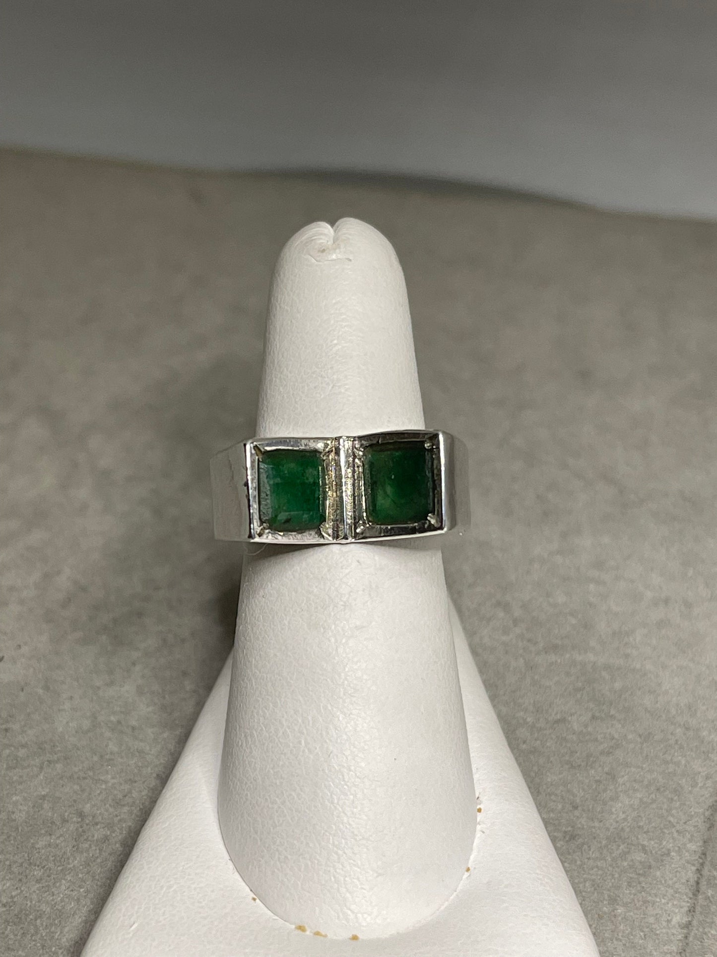 Fancy Brazilian Emerald Handmade Sterling Silver Ring (Size 7)