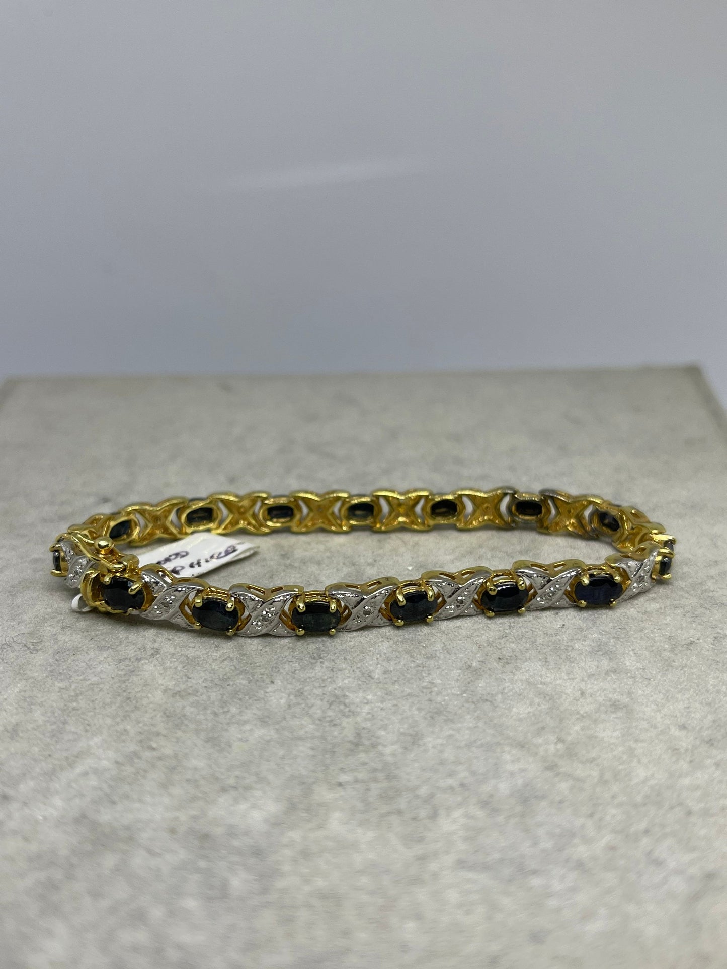 Natural Midnight Sapphire Diamond 18K Vermeil Sterling Silver Bracelet