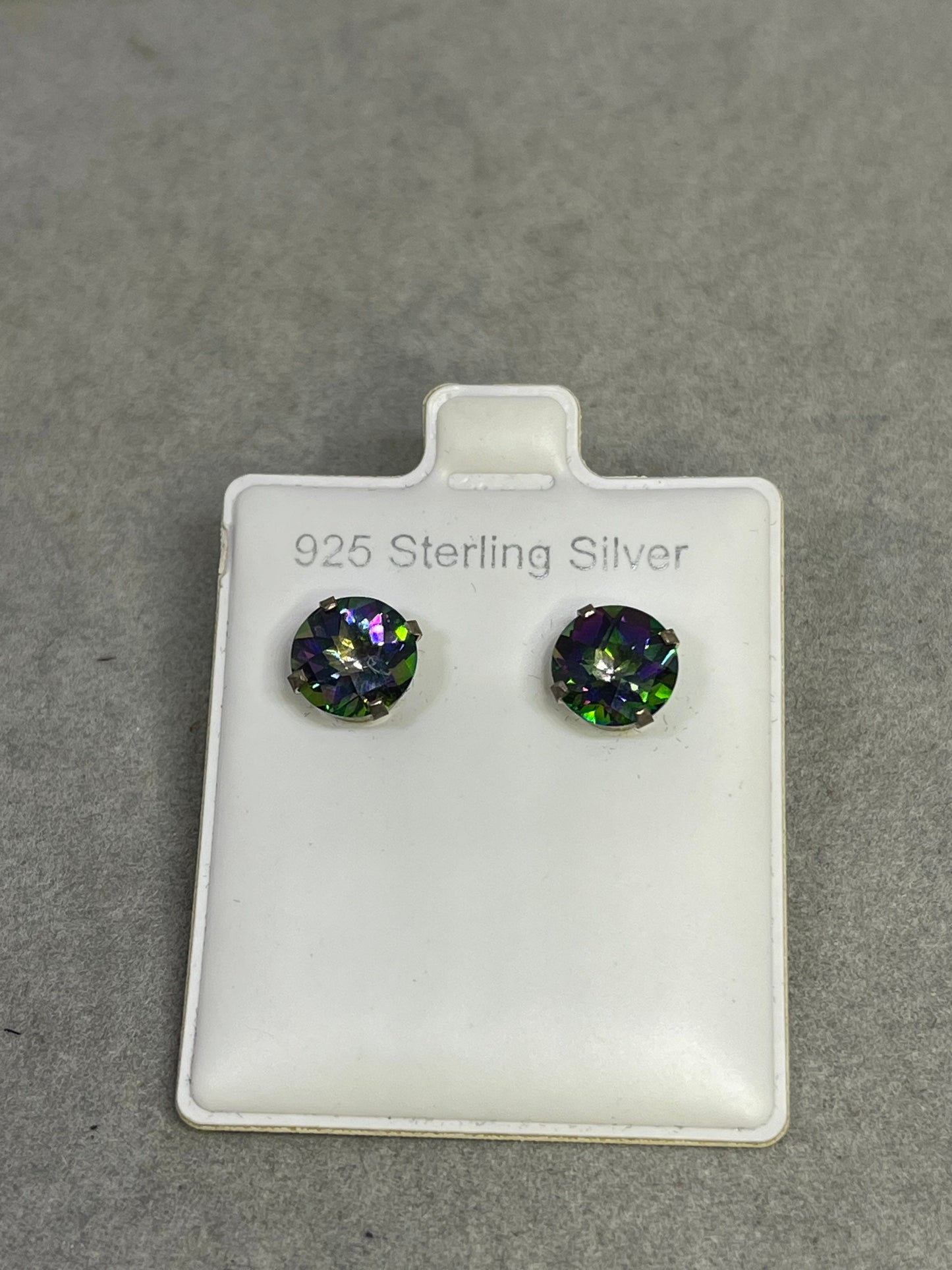 8 MM Mystic Topaz Sterling Silver Stud Earrings