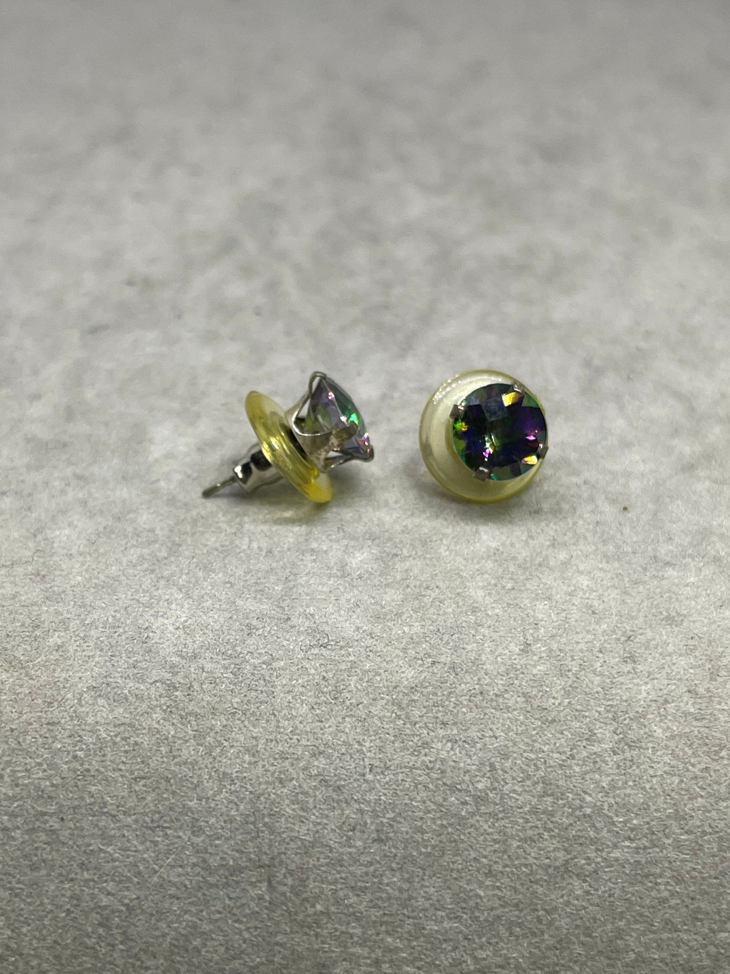 8 MM Mystic Topaz Sterling Silver Stud Earrings