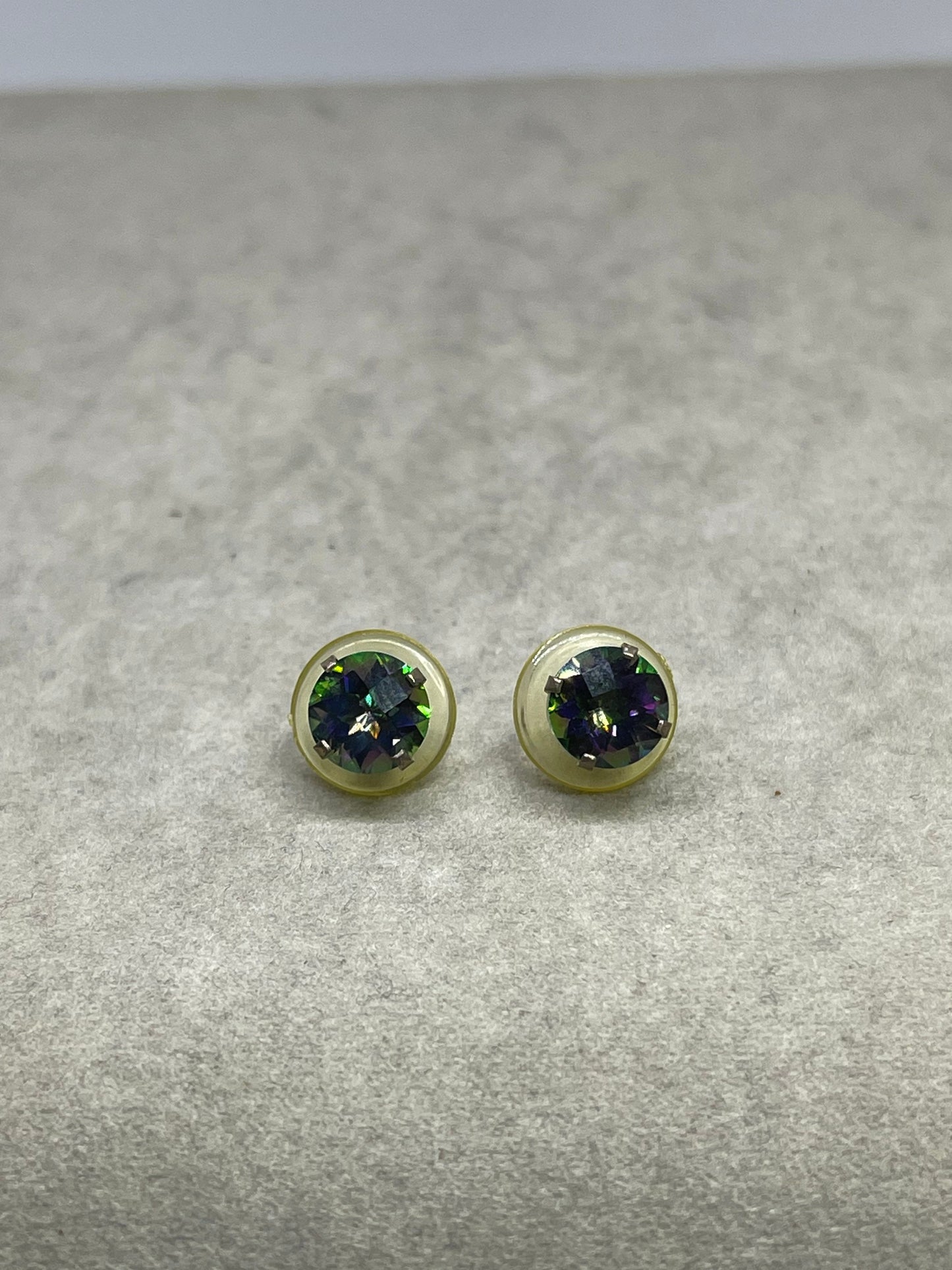 8 MM Mystic Topaz Sterling Silver Stud Earrings