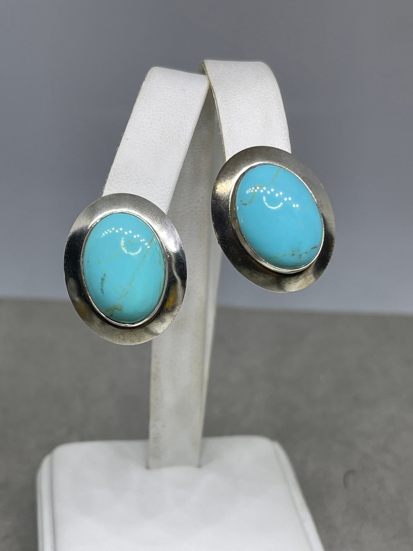 Natural Turquoise Sterling Silver Stud Earrings