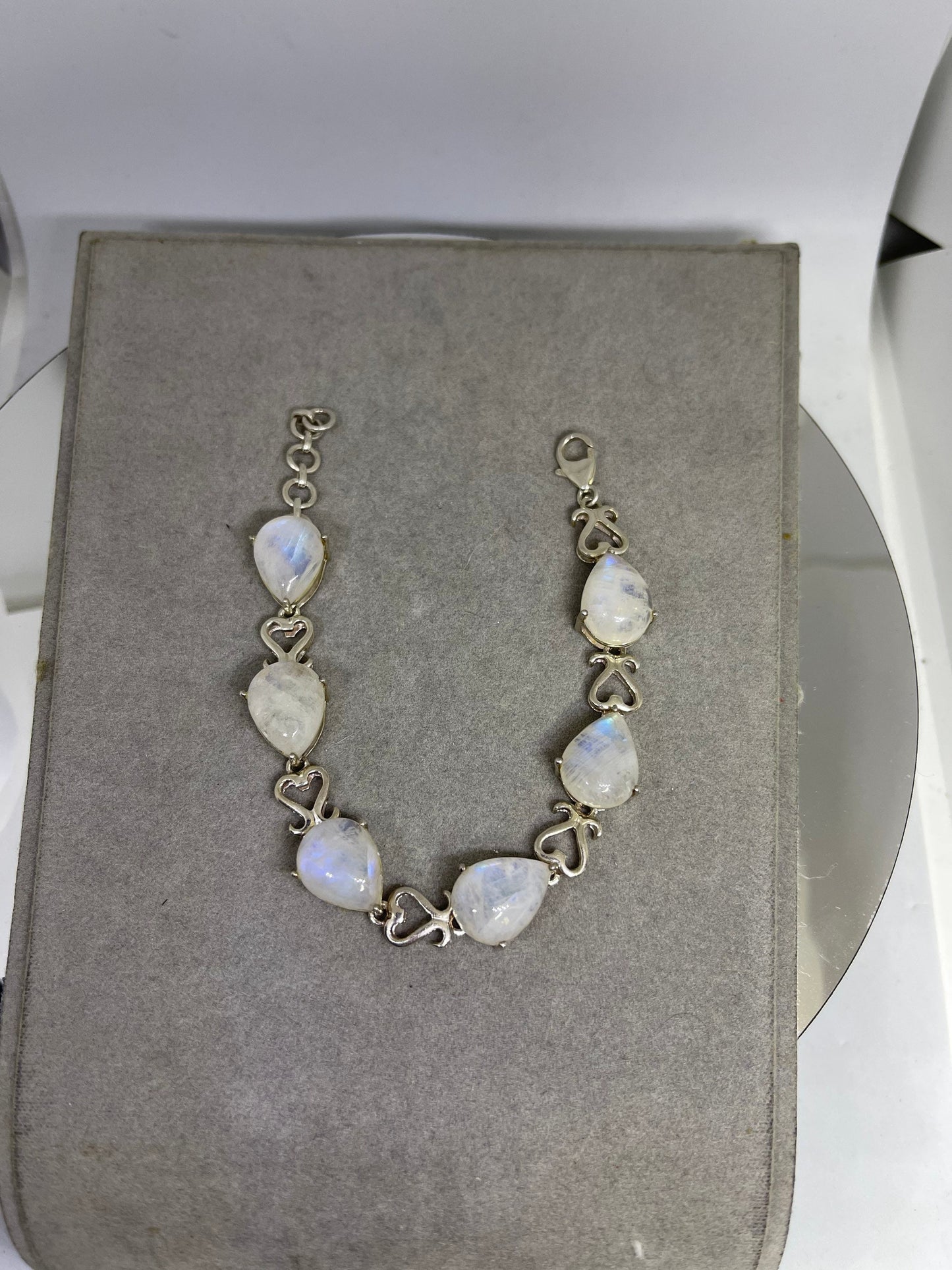 Rainbow Moonstone Sterling Silver Bracelet