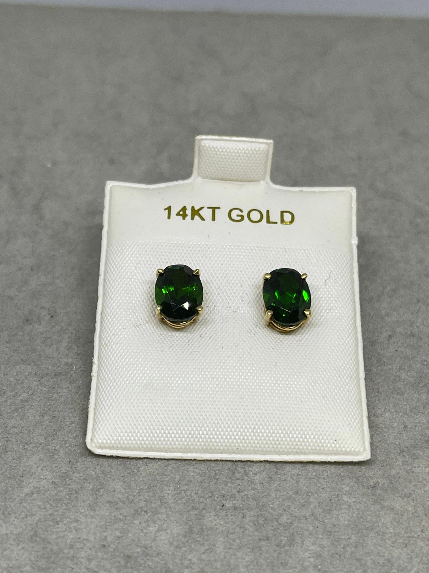 4.05 Carat Chrome Diopside 14k Gold Stud Earrings