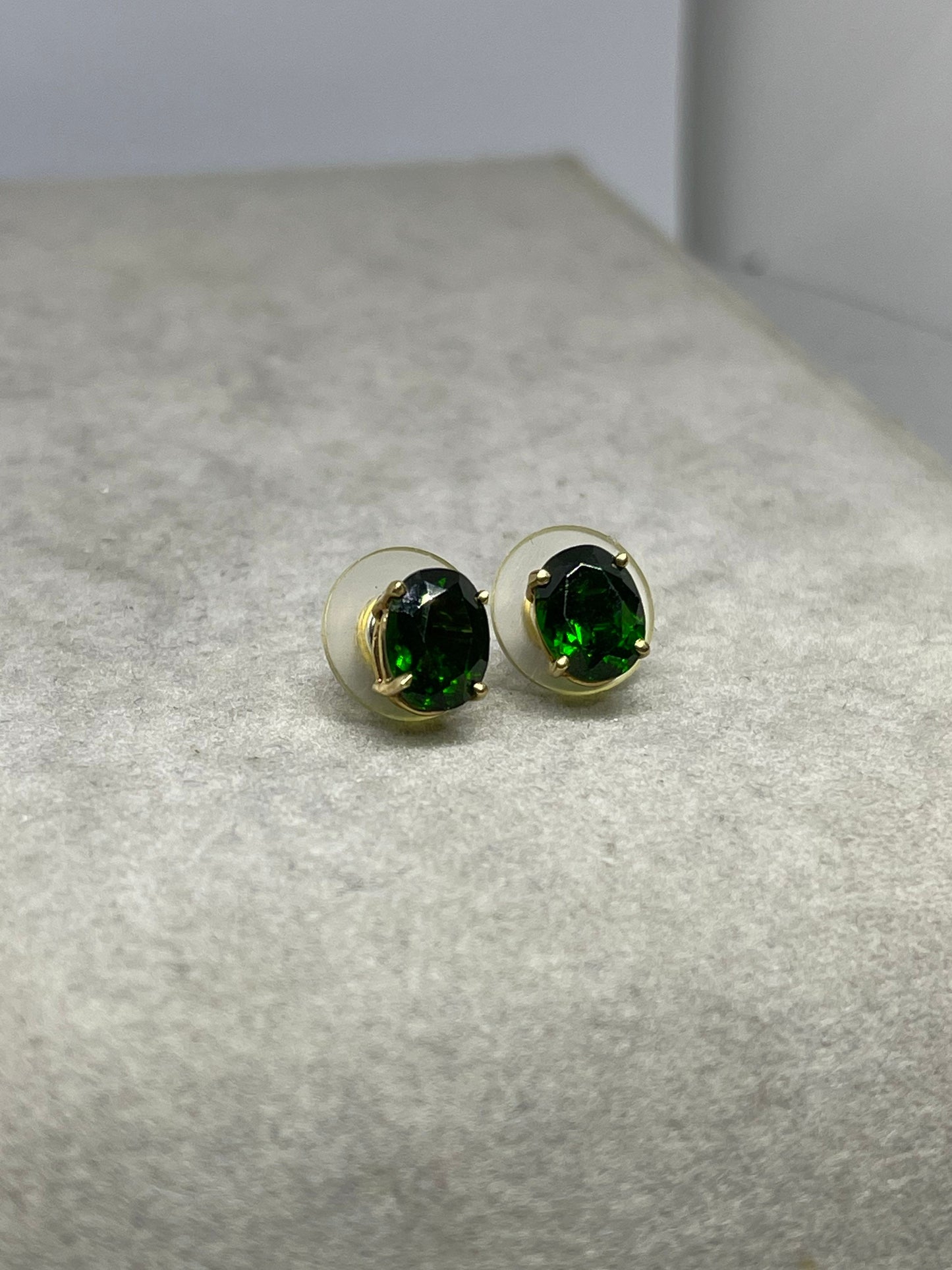 4.05 Carat Chrome Diopside 14k Gold Stud Earrings