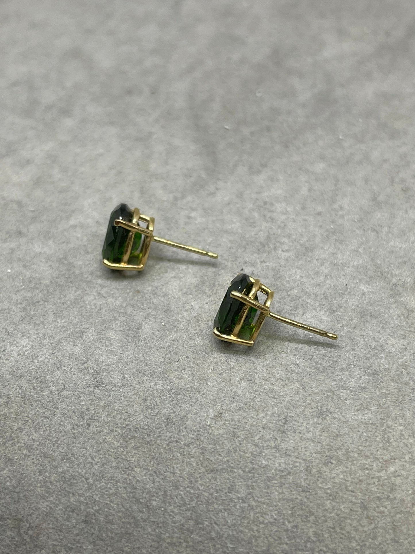 4.05 Carat Chrome Diopside 14k Gold Stud Earrings