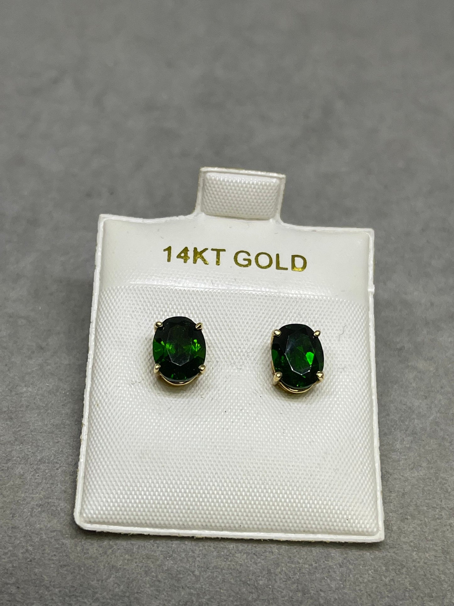 4.05 Carat Chrome Diopside 14k Gold Stud Earrings