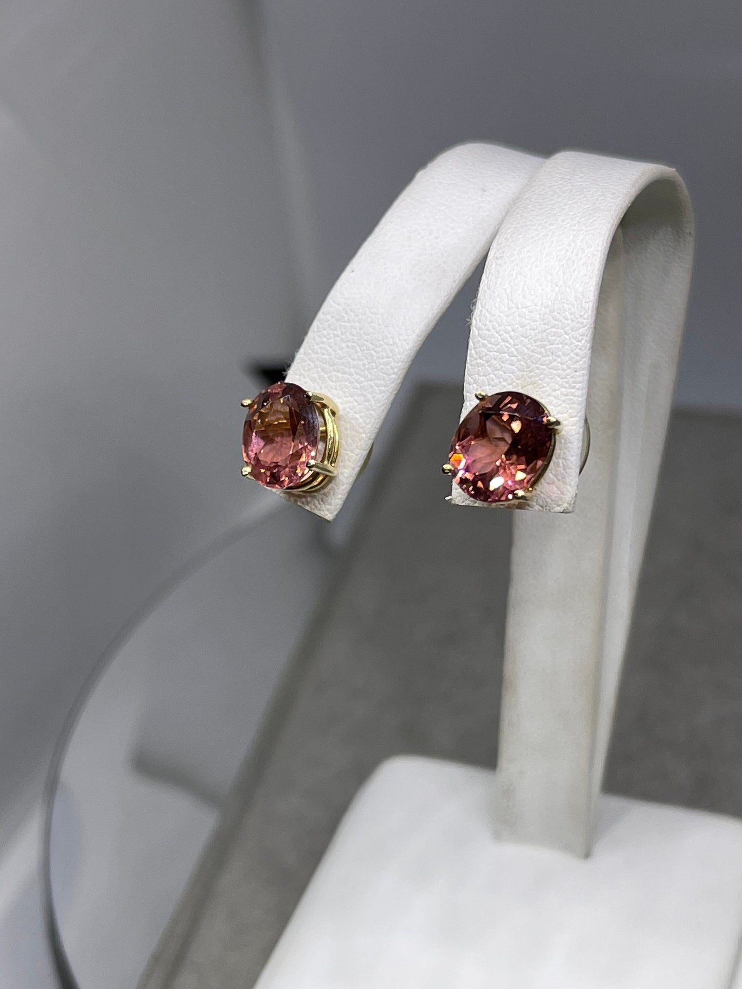 5.90 Carat Natural Rubellite Pink Tourmaline 14k Yellow Gold Earrings