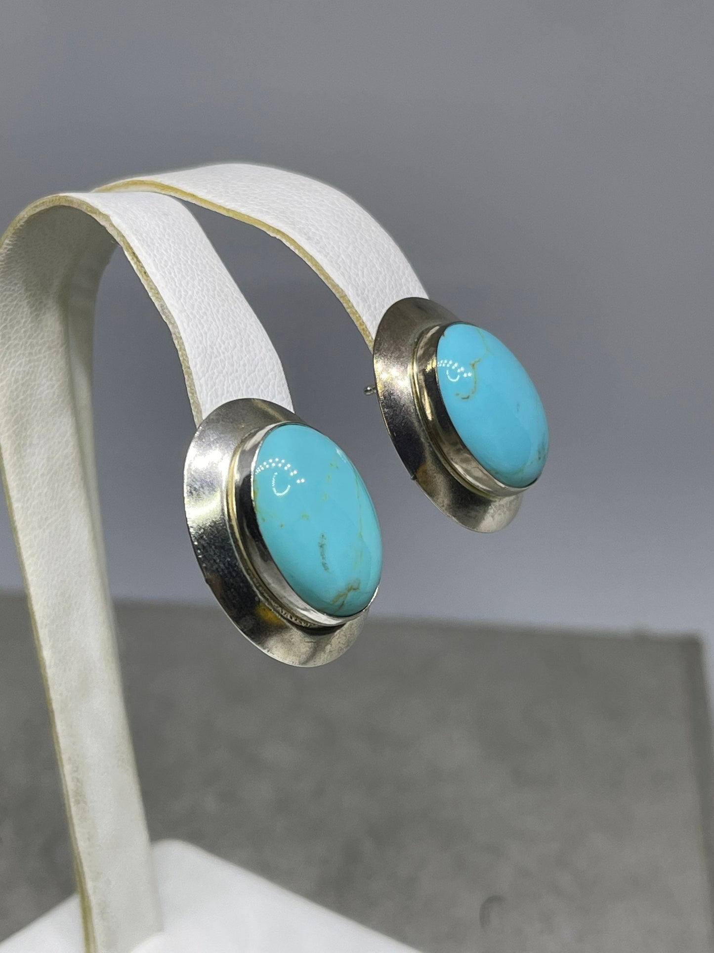 Natural Turquoise Sterling Silver Stud Earrings
