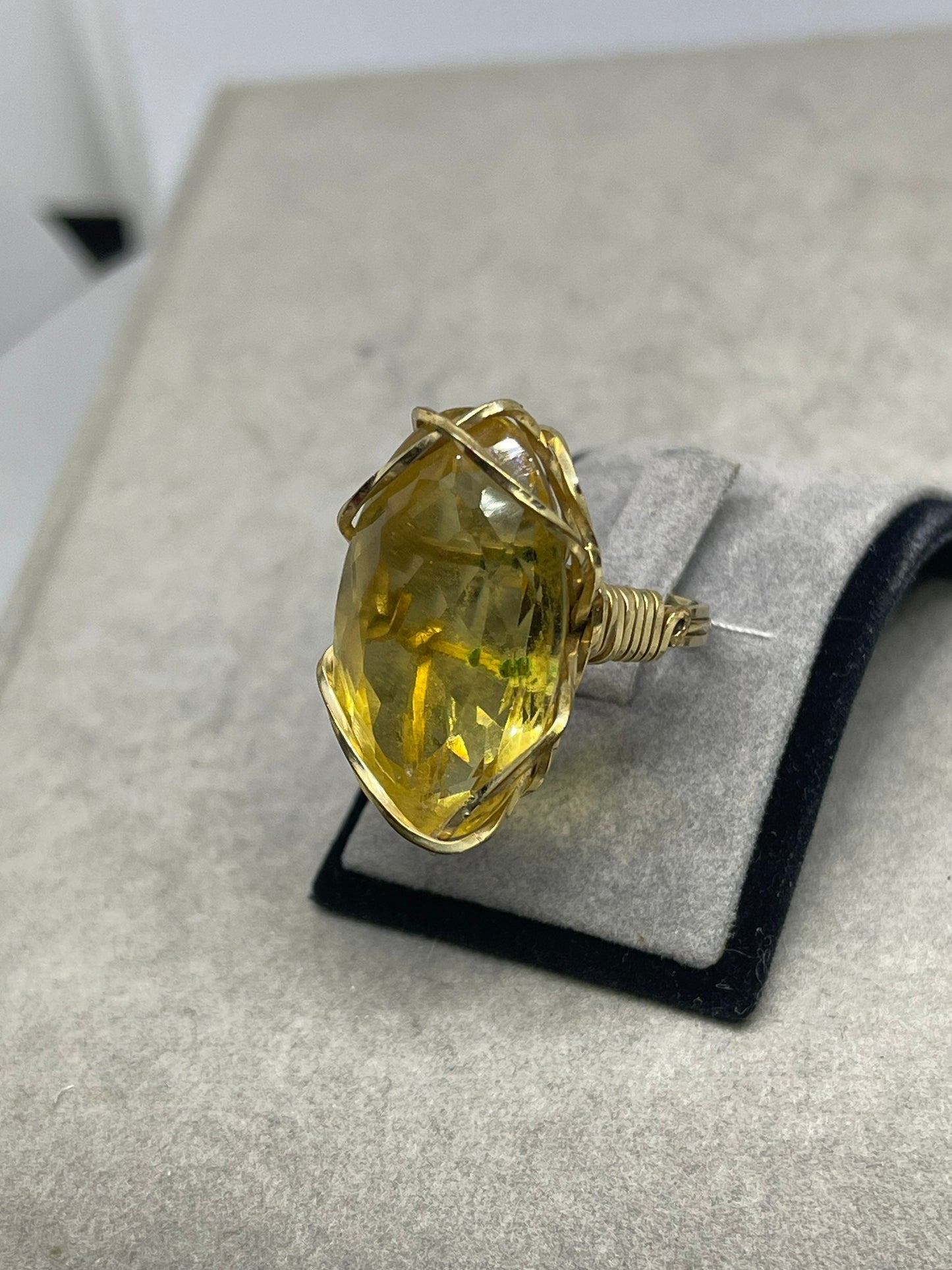 26 Carat Citrine 14k Gold Filled Wire Wrapped Handmade Ring (Size 6.25)