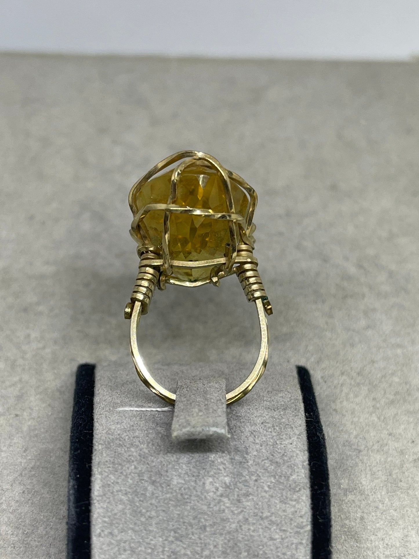 26 Carat Citrine 14k Gold Filled Wire Wrapped Handmade Ring (Size 6.25)