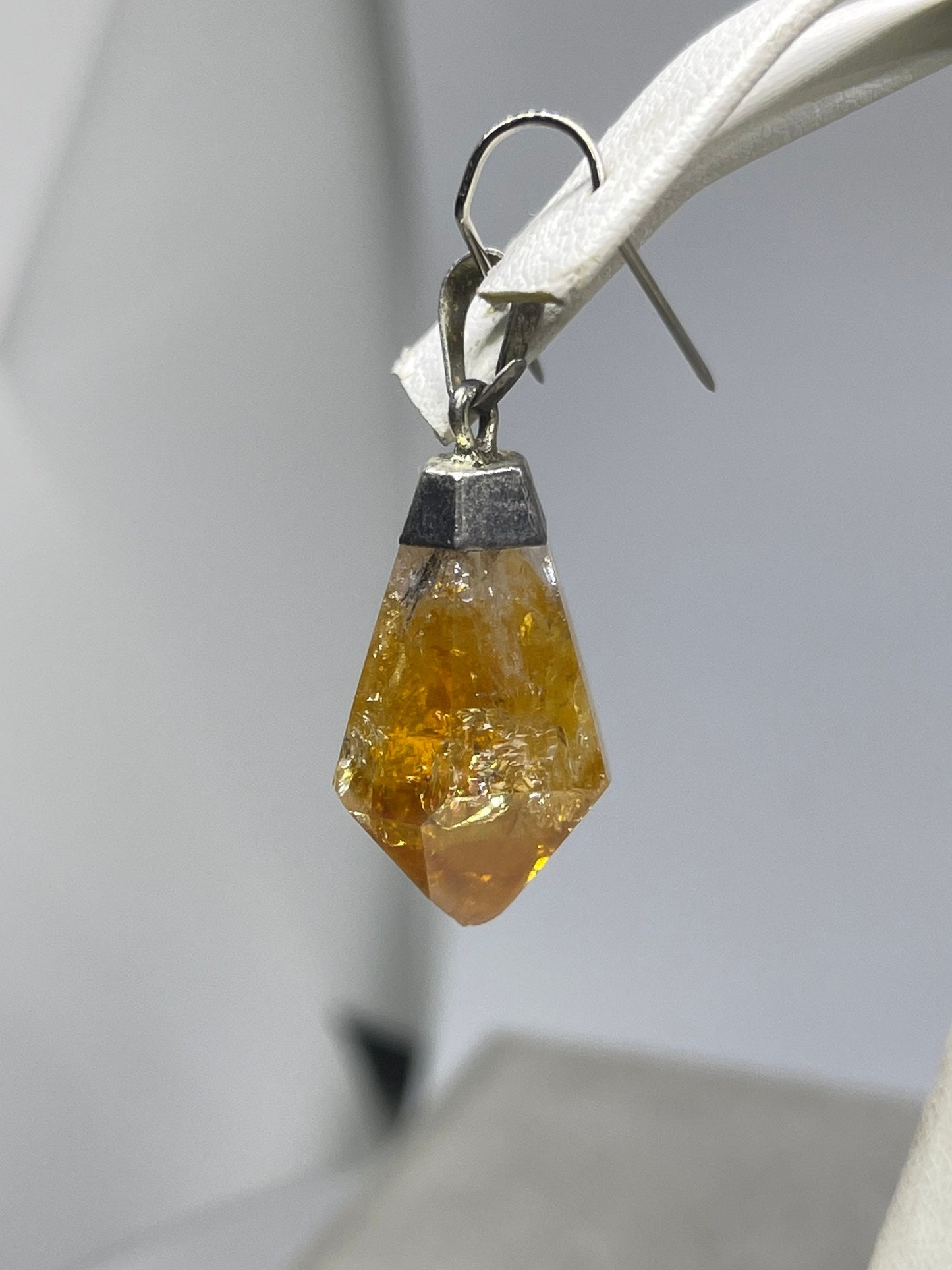 Natural Citrine Crystal Sterling Silver Pendant