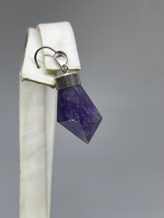 Natural Amethyst Crystal Sterling Silver Pendant