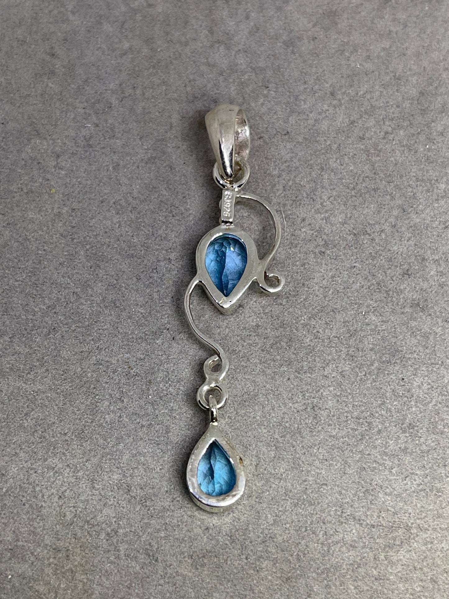 Fancy Blue Topaz Sterling Silver Dangle Pendant