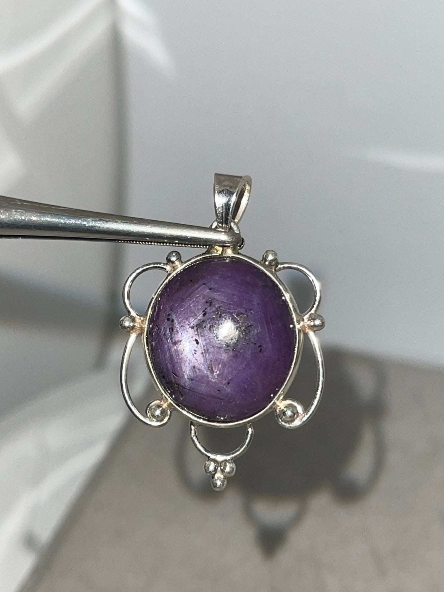 Natural Star Ruby Sterling Silver Pendant