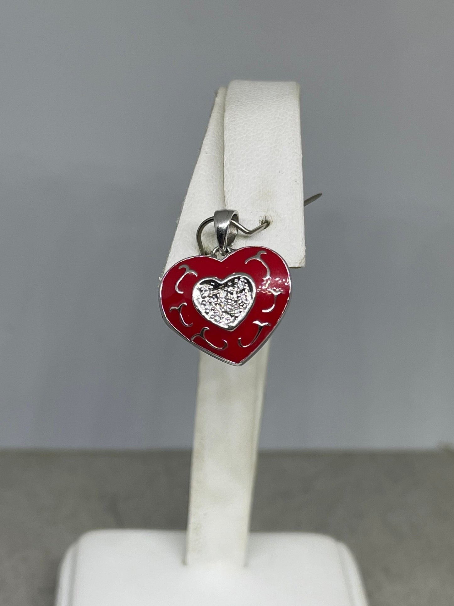 Cubic Zirconia Heart Locket Sterling Silver Pendant