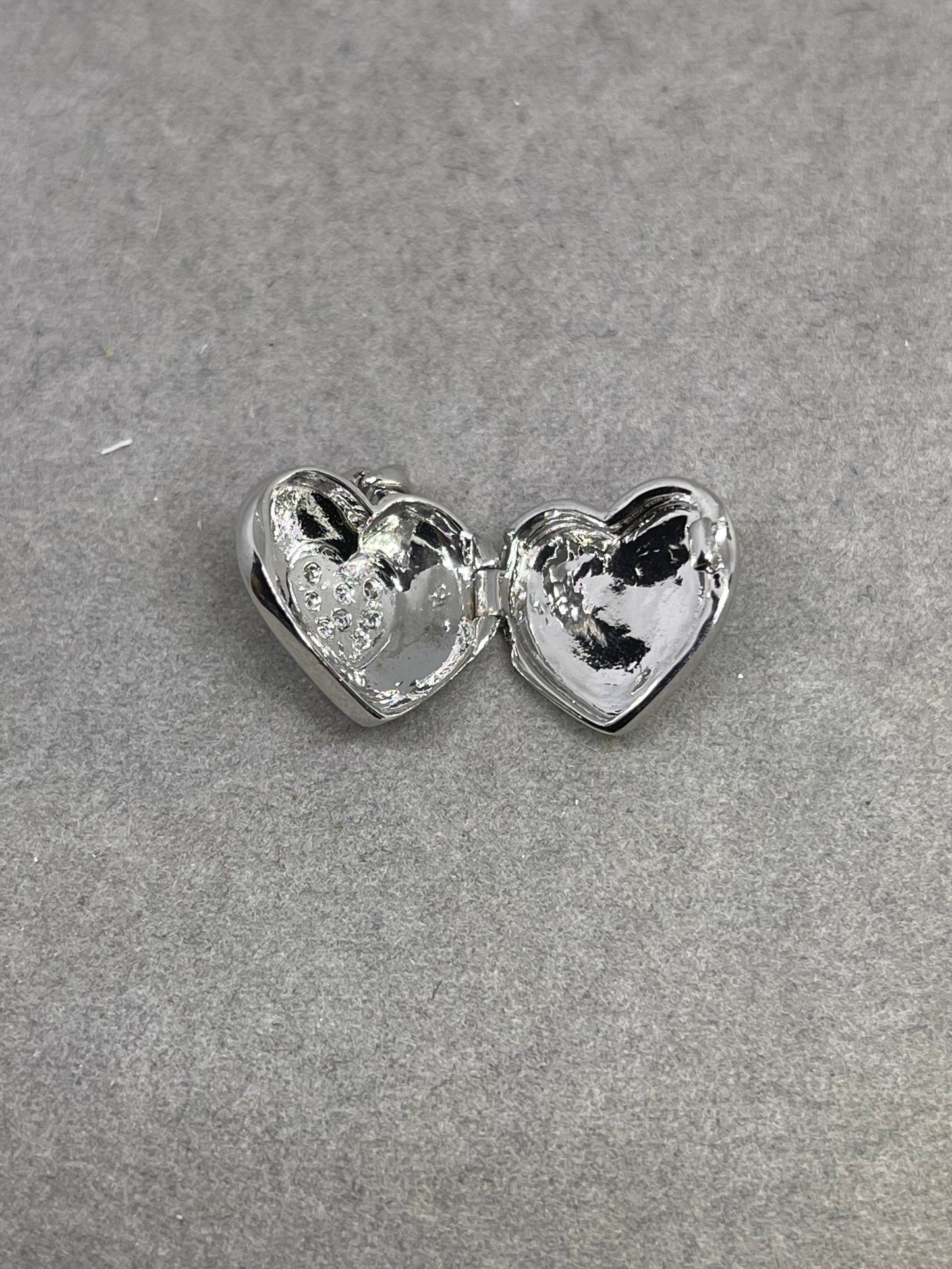 Cubic Zirconia Heart Locket Sterling Silver Pendant