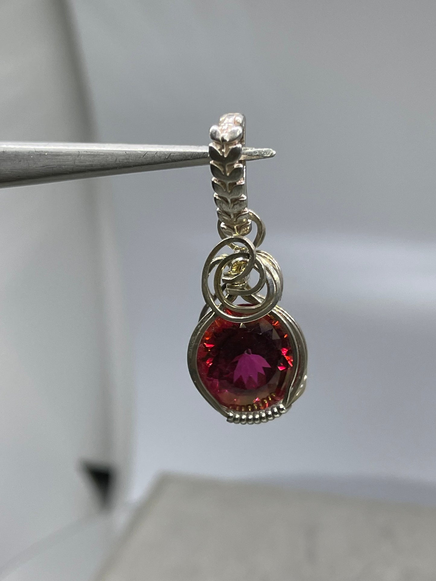 Fire Mystic Topaz Sterling Silver Wire Wrapped Enhancer Pendant