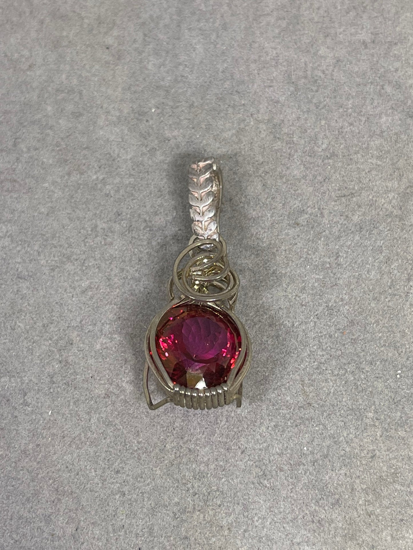 Fire Mystic Topaz Sterling Silver Wire Wrapped Enhancer Pendant