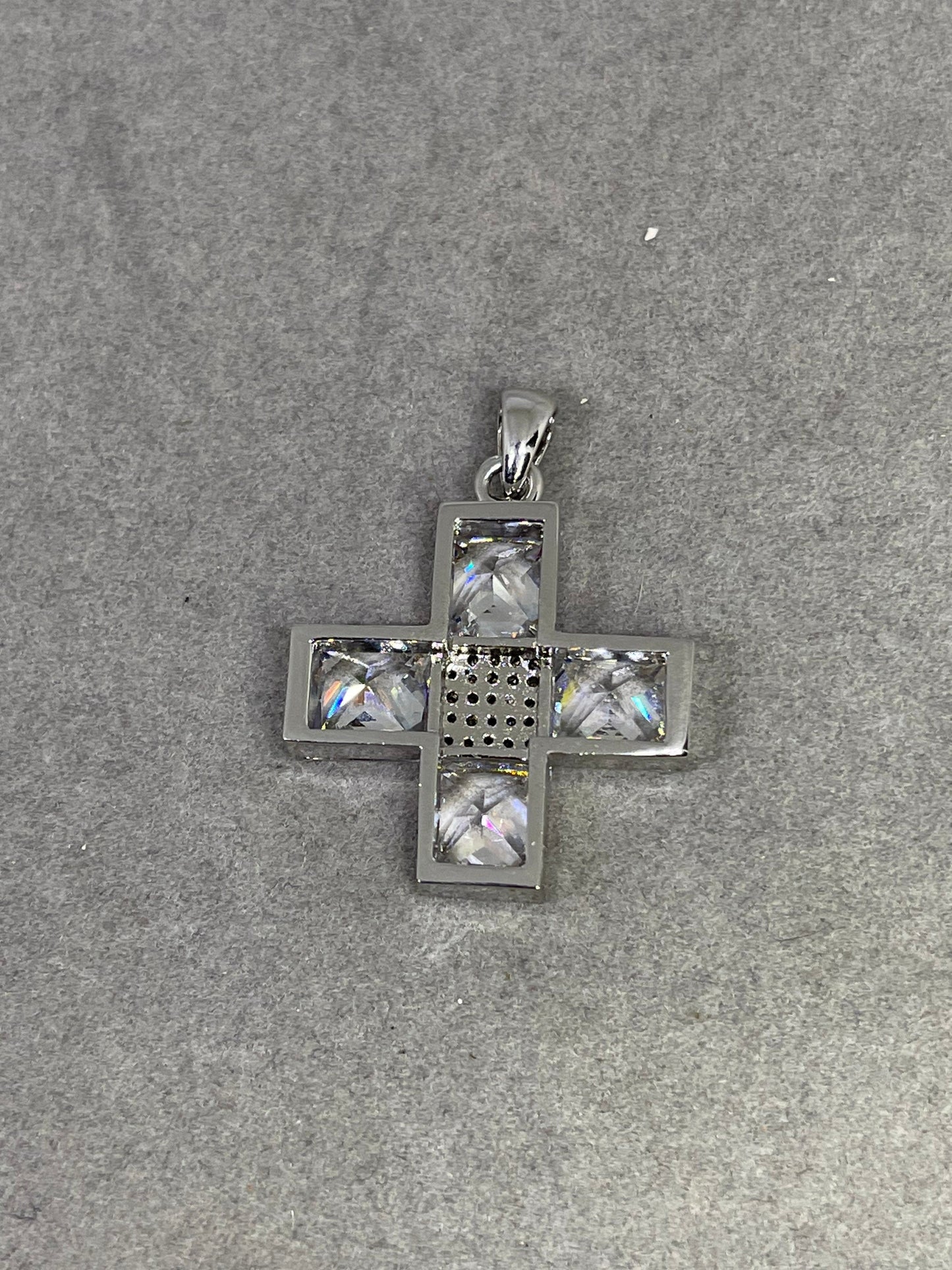 Cubic Zirconia Sterling Silver Handmade Cross Pendant