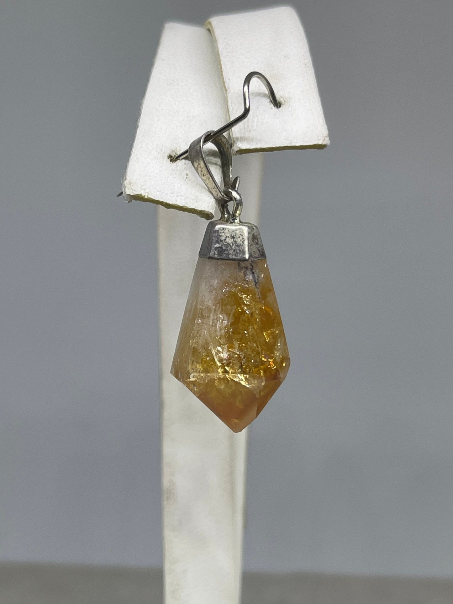 Natural Citrine Crystal Sterling Silver Pendant