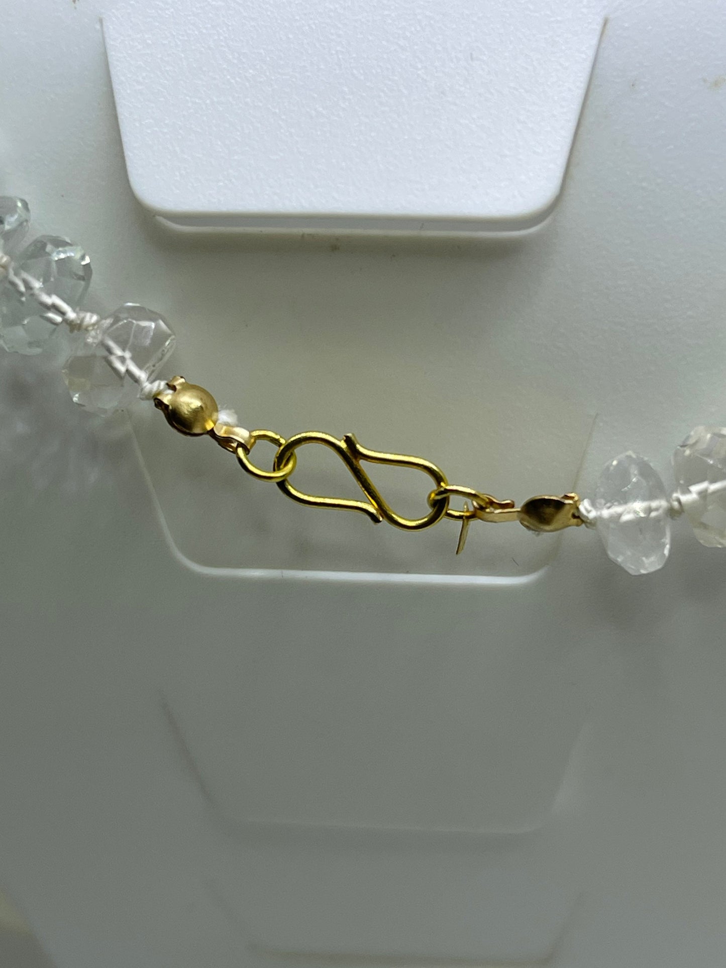 Natural Aquamarine Beryl Faceted Bead 18K Gold Clasp Handmade Necklace