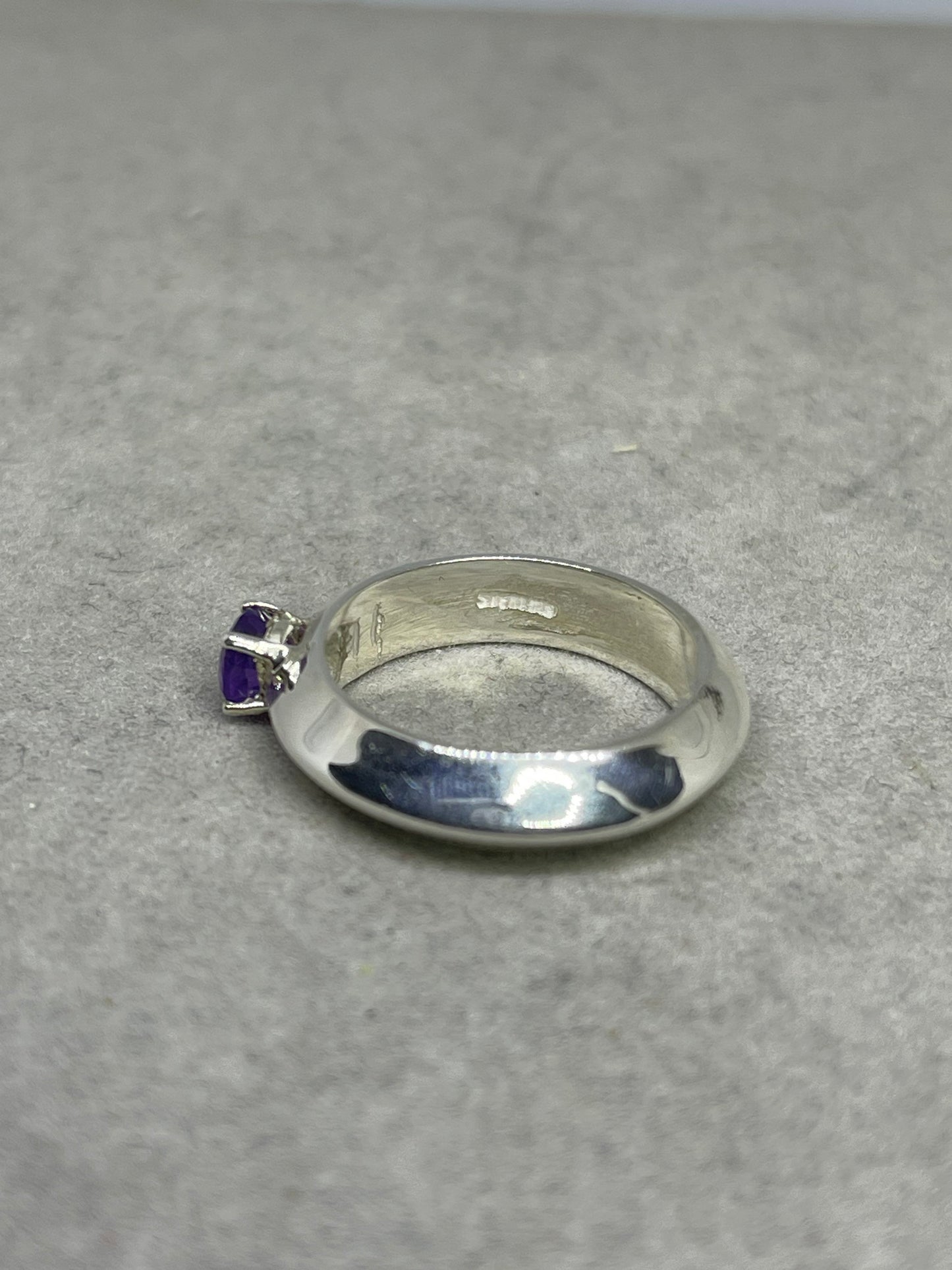 Natural Amethyst Sterling Silver Ring (Size 8.25)