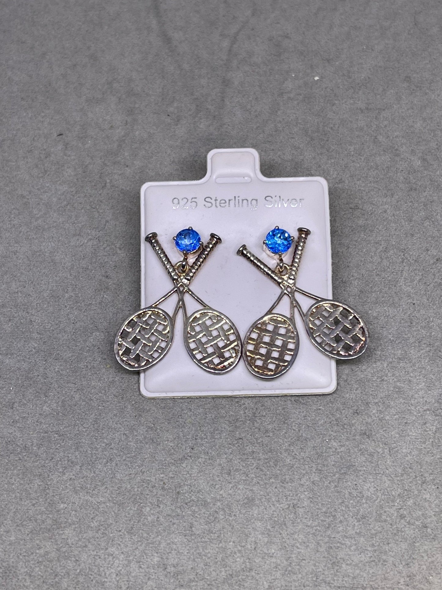 Blue Topaz Sterling Silver Tennis Dangle Earrings