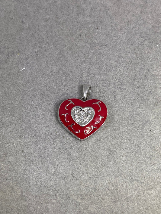 Cubic Zirconia Heart Locket Sterling Silver Pendant