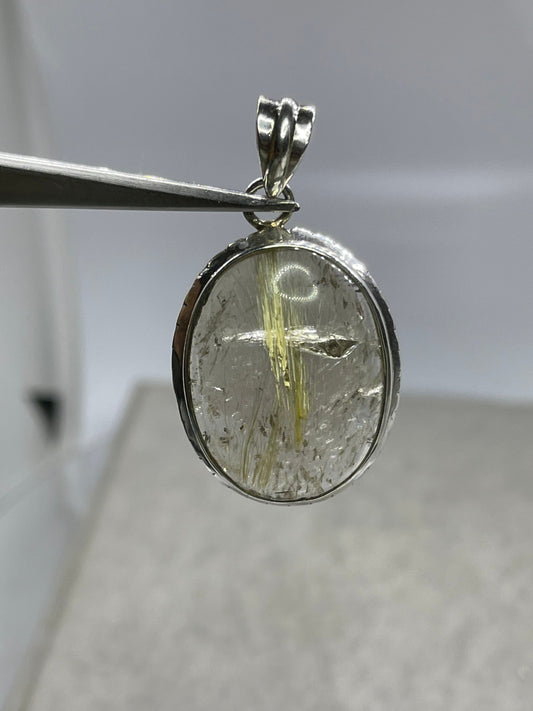 Natural Rutile Quartz Sterling Silver Pendant