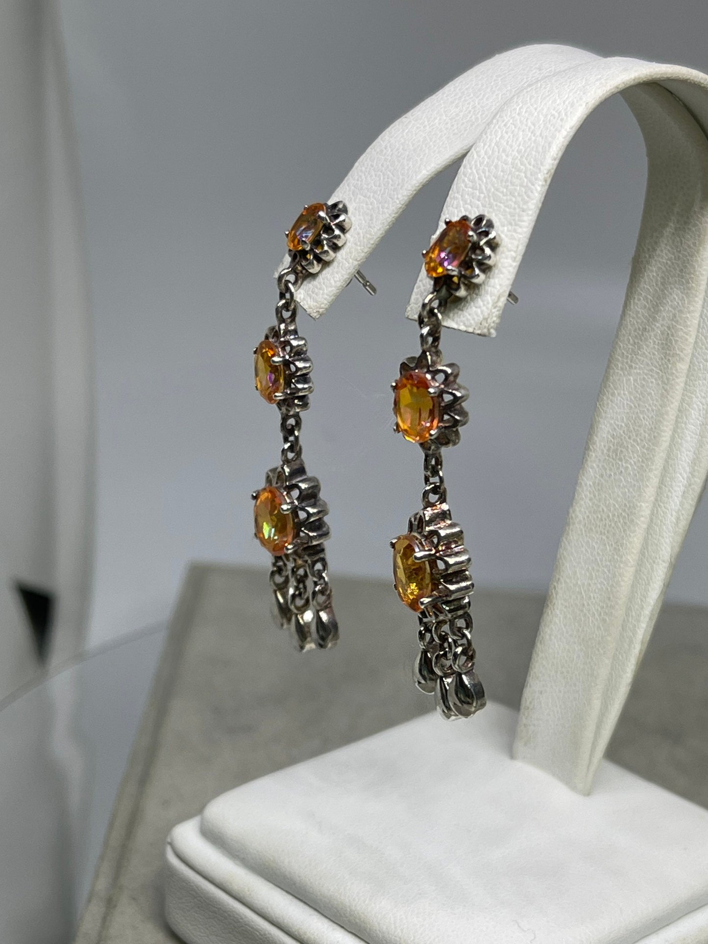 Sunset Orange Mystic Topaz Sterling Silver Dangle Earrings