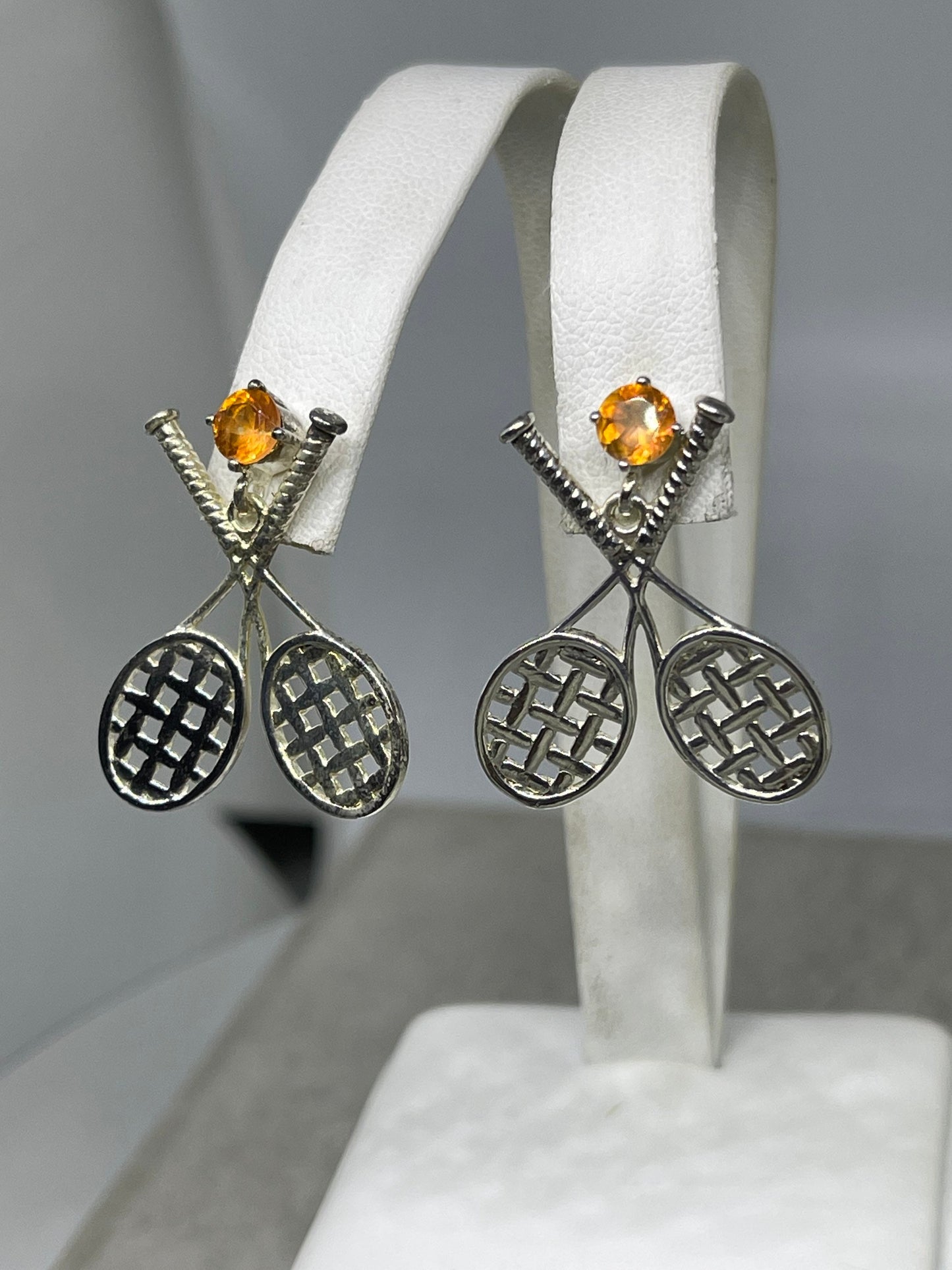 Madeira Citrine Sterling Silver Tennis Dangle Earrings