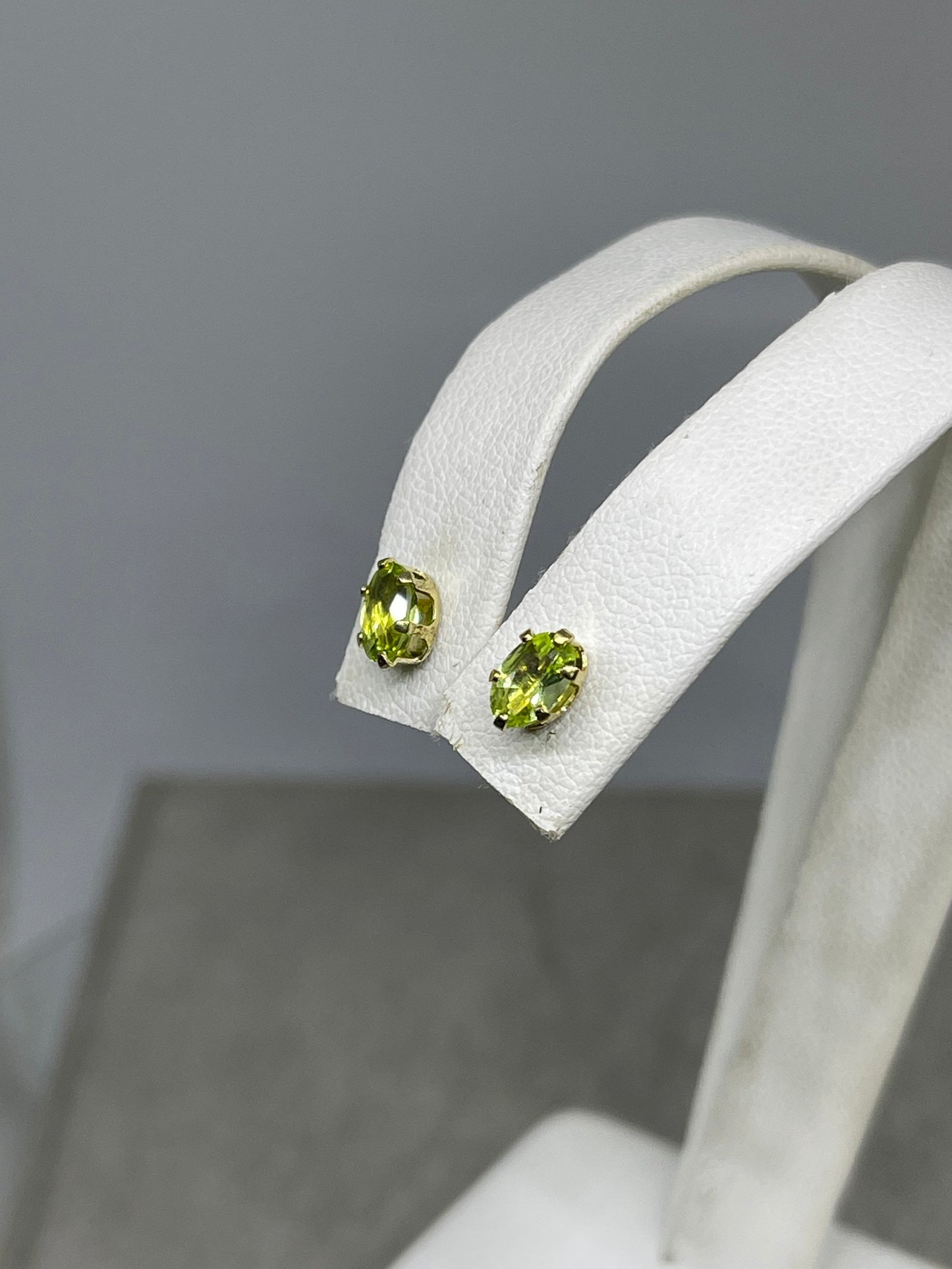 Natural Peridot Sterling Silver Vermeil Stud Earrings