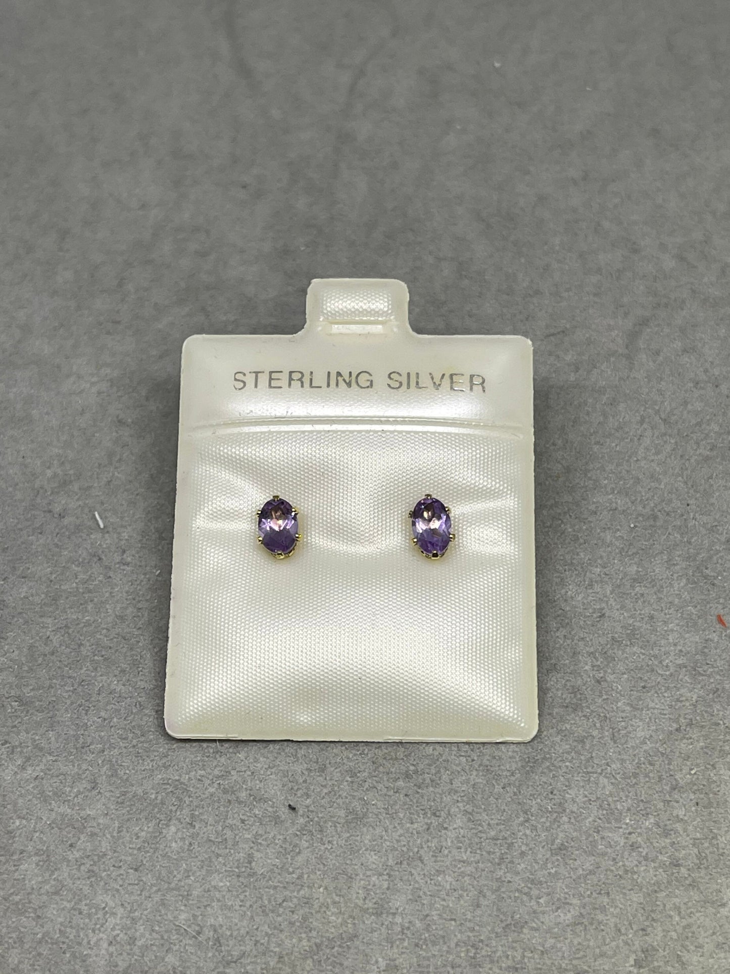 Natural Amethyst Sterling Silver Vermeil Stud Earrings