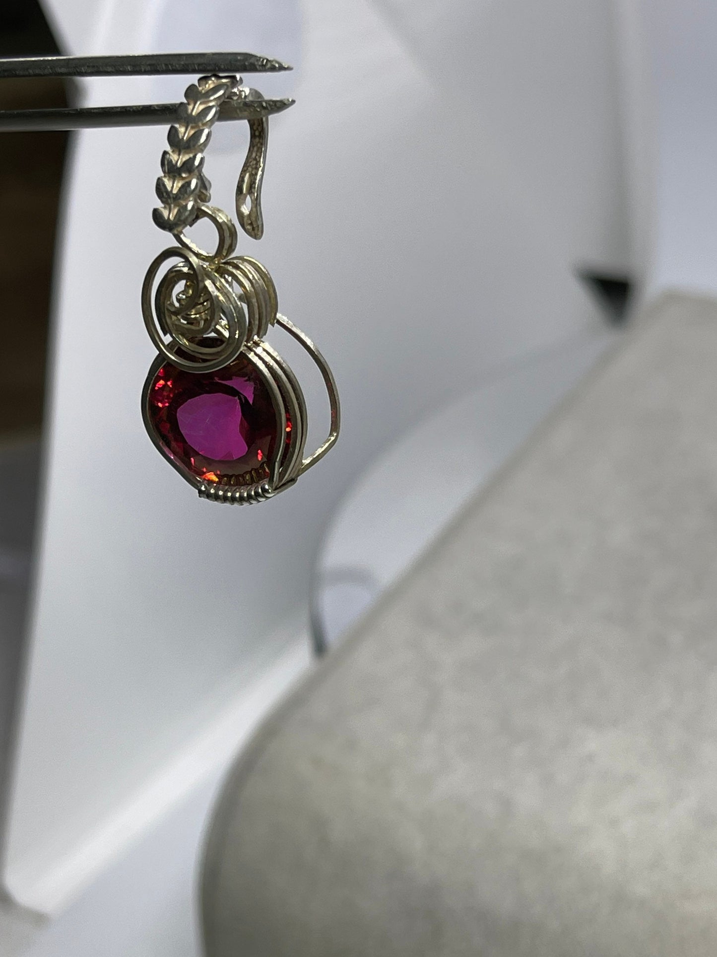 Fire Mystic Topaz Sterling Silver Wire Wrapped Enhancer Pendant