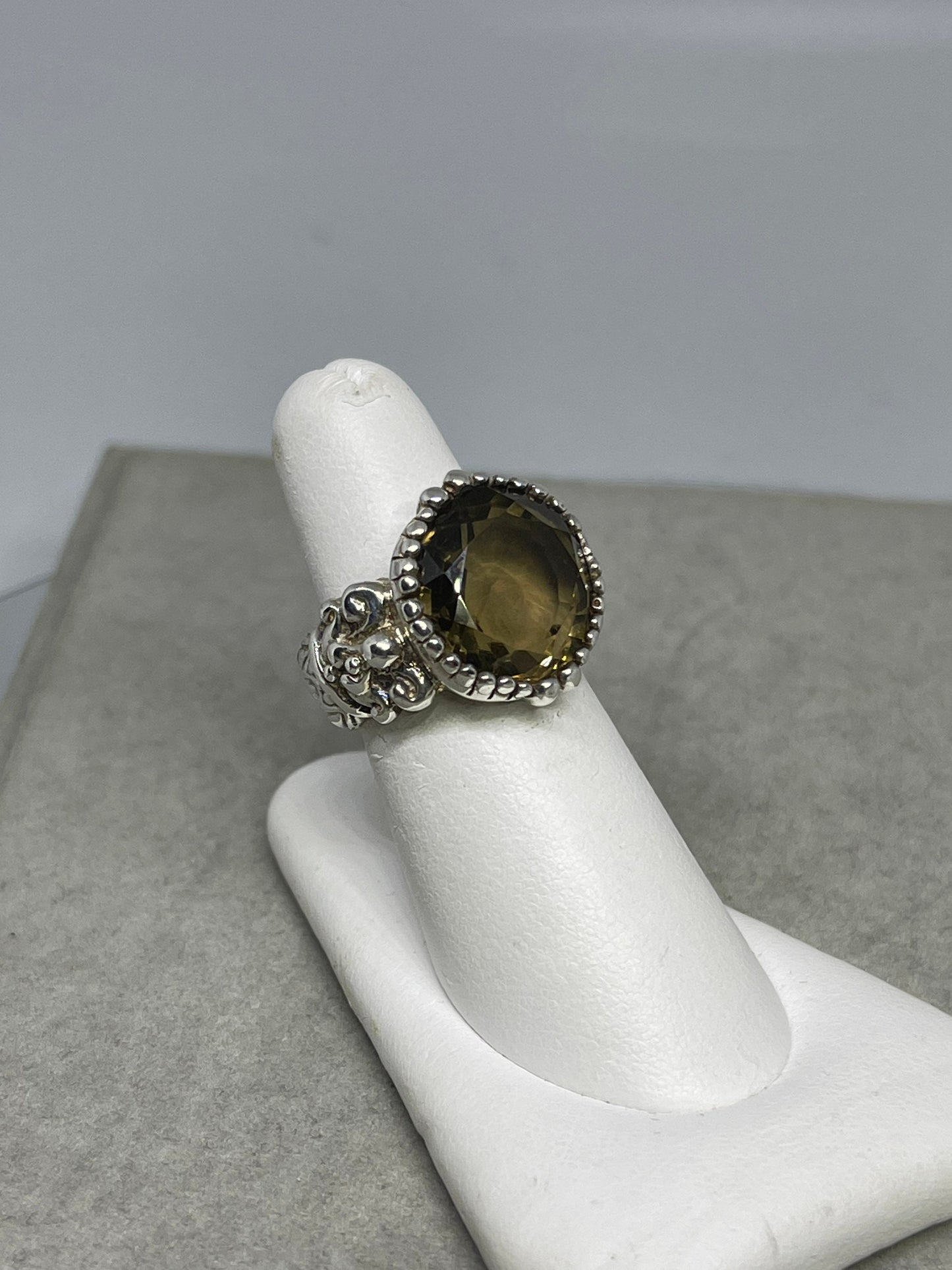 Handmade Smokey Quartz Sterling Silver Ring (Size 6.75)