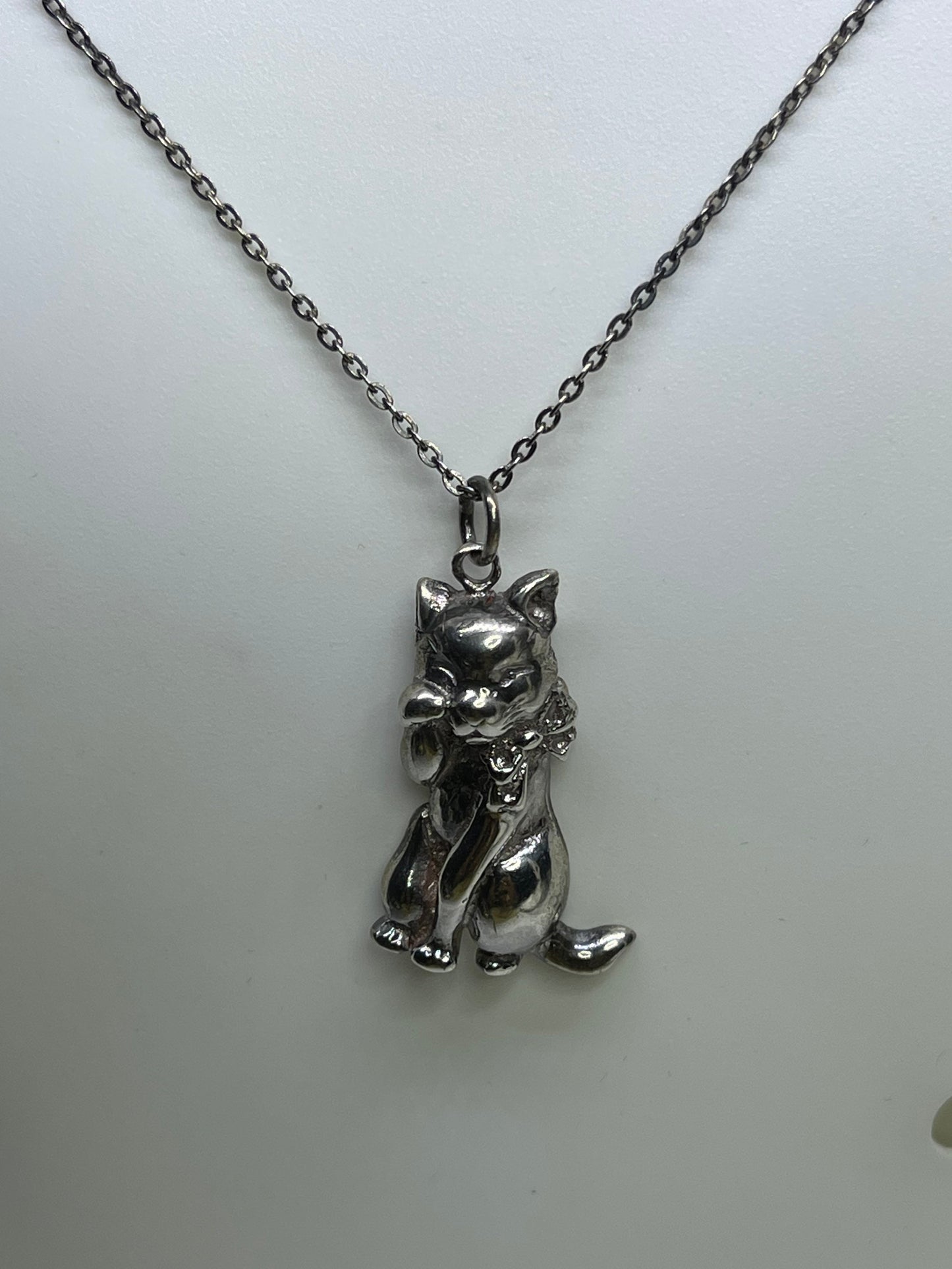 Handmade Cat Sterling Silver Pendant & Necklace