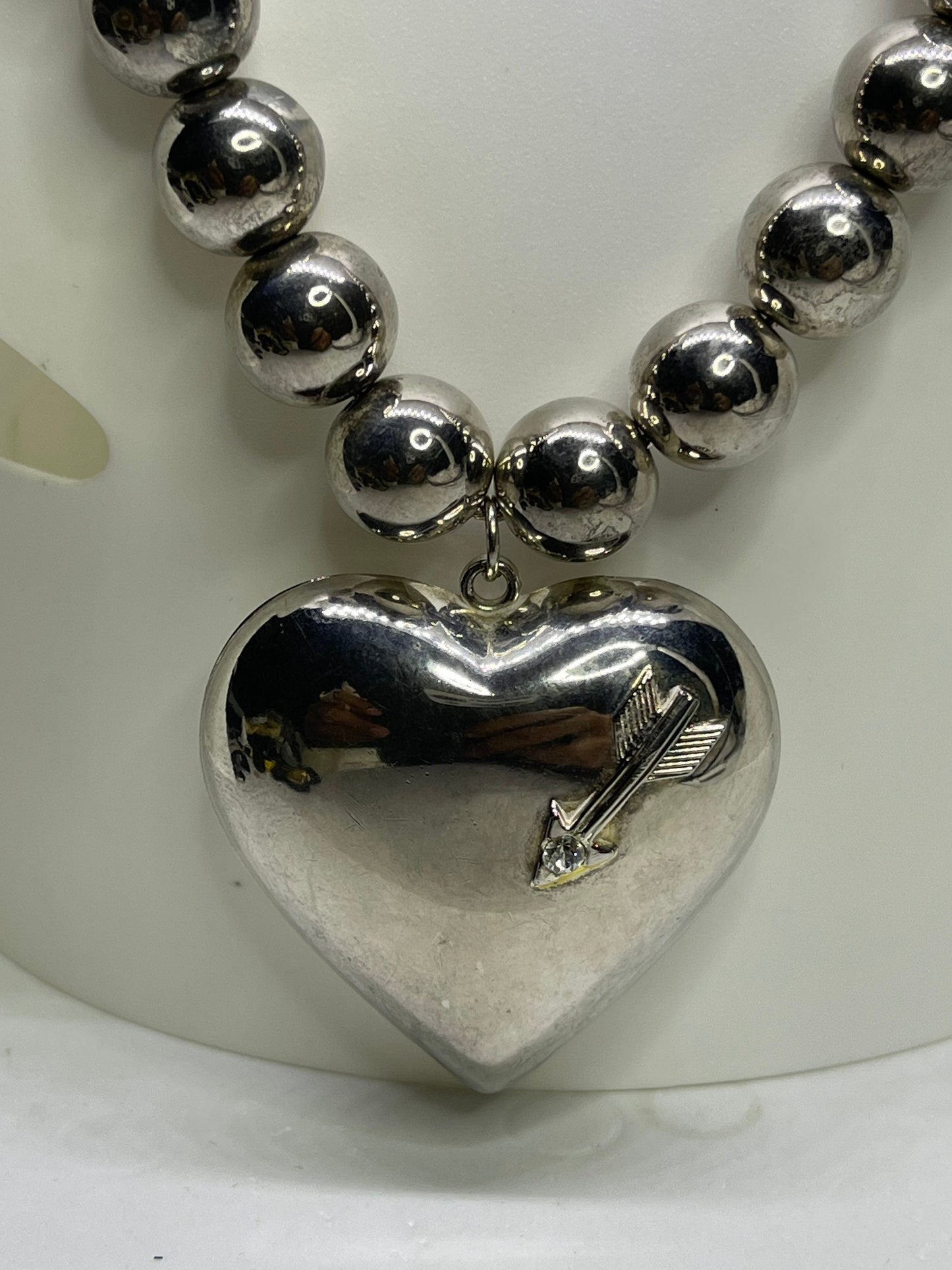 Handmade Heart Sterling Silver Beaded Hand Strung Necklace