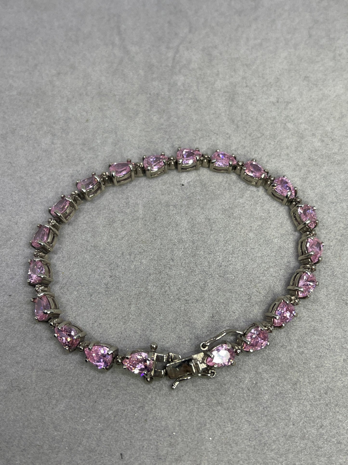 Pink Cubic Zirconia Sterling Silver Bracelet