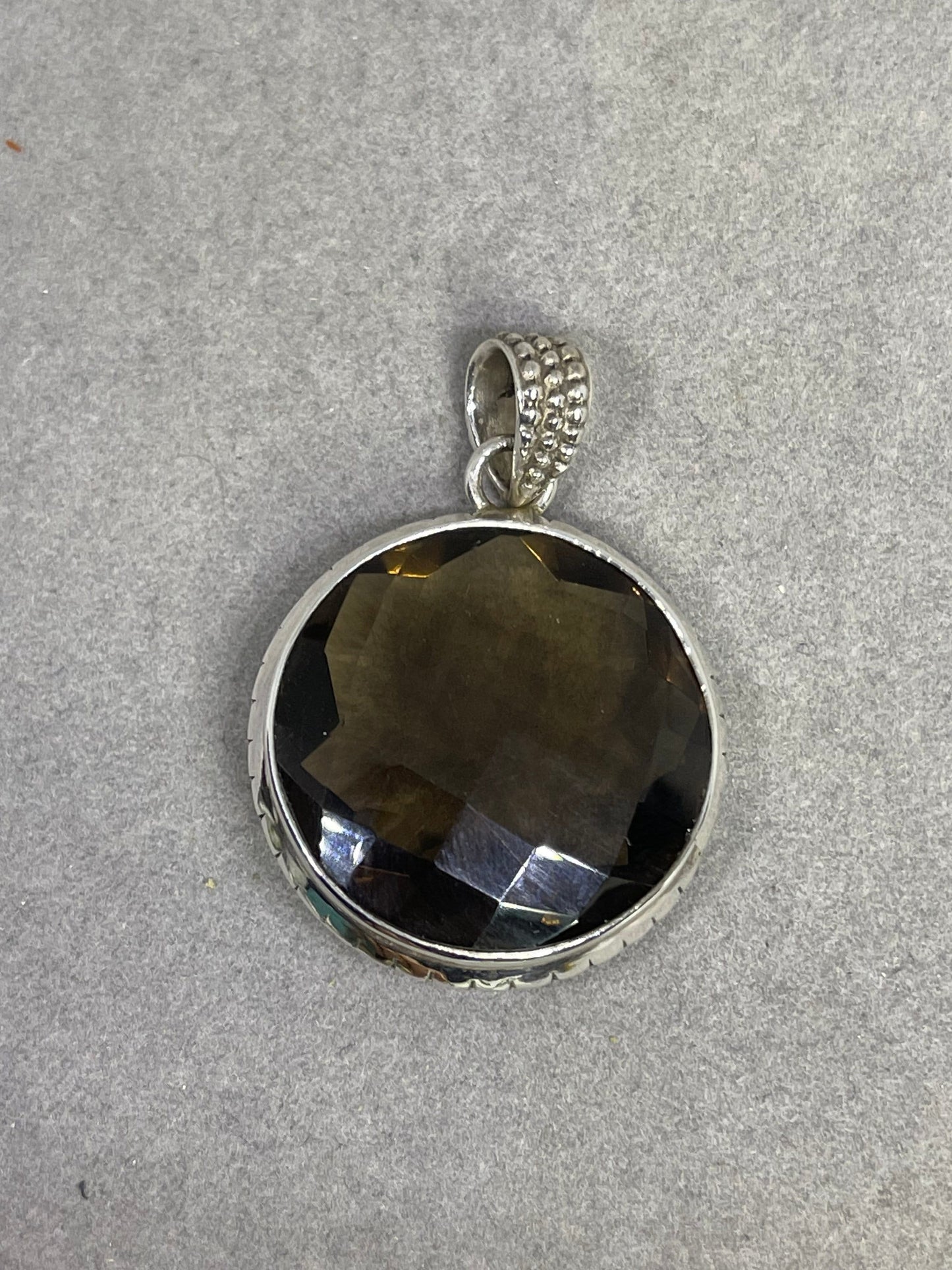 30 Carat Smokey Quartz Sterling Silver Pendant