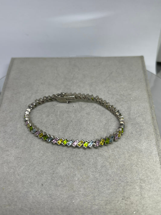 Fancy Semi Precious Sterling Silver Bracelet