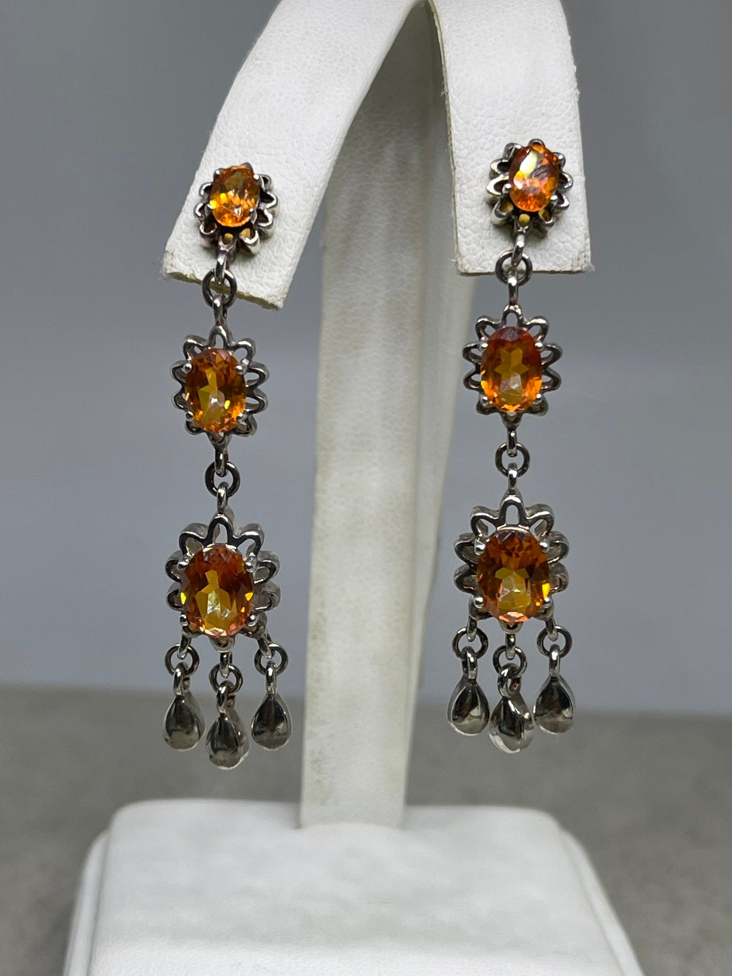 Sunset Orange Mystic Topaz Sterling Silver Dangle Earrings