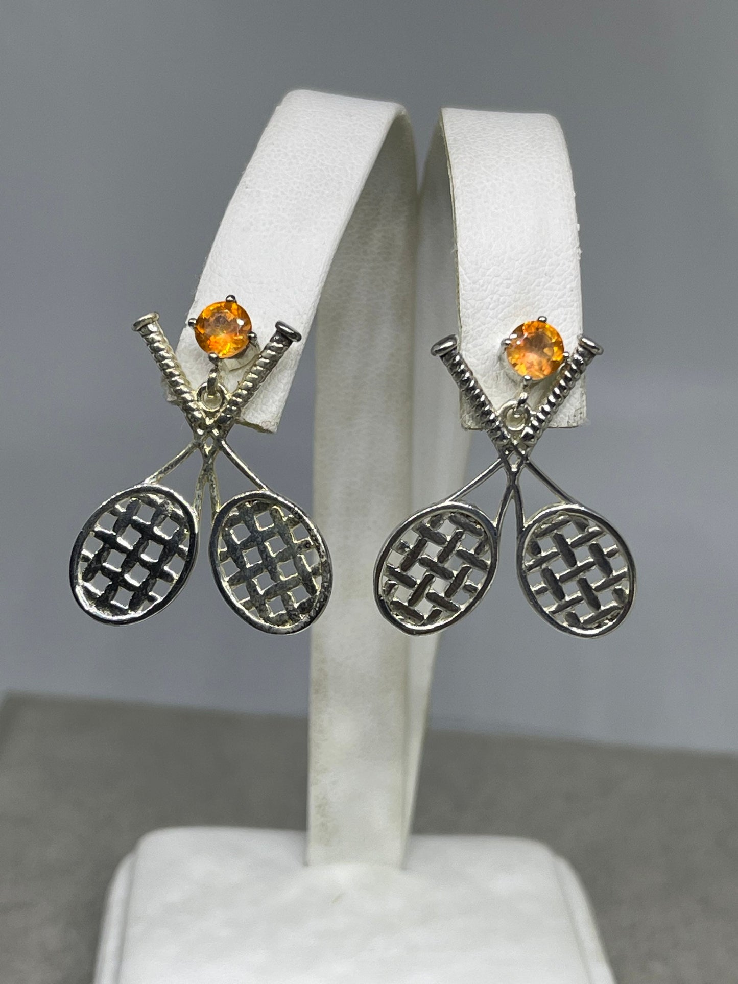 Madeira Citrine Sterling Silver Tennis Dangle Earrings