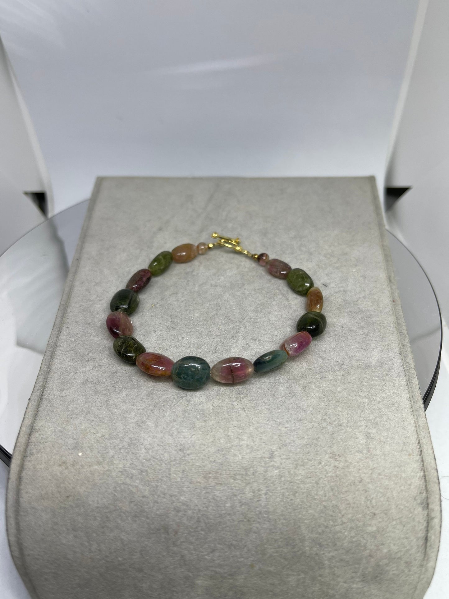 Natural Multicolor Tourmaline Beaded Vermeil Bracelet