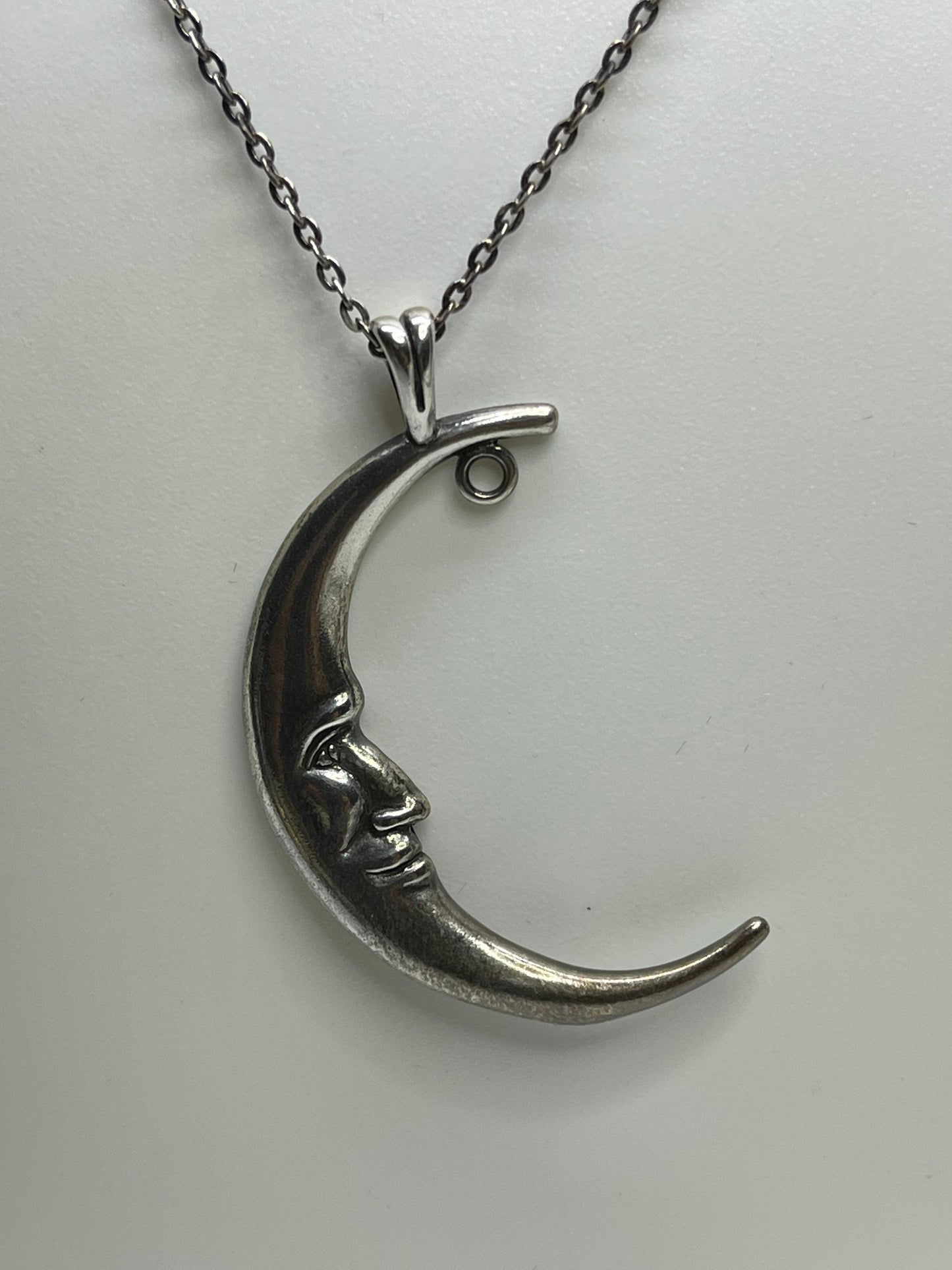 Handmade Crescent Moon Sterling Silver Pendant & Necklace